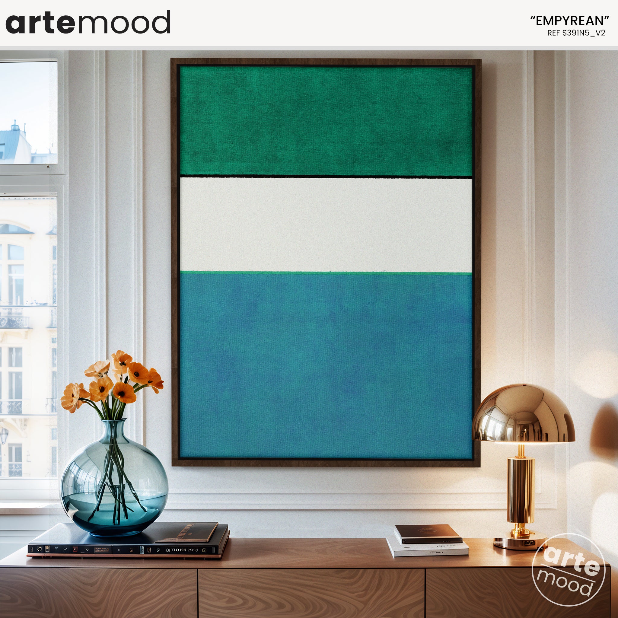 Empyrean - Color Field Artwork - Blue, White, Green - S39N15_V2