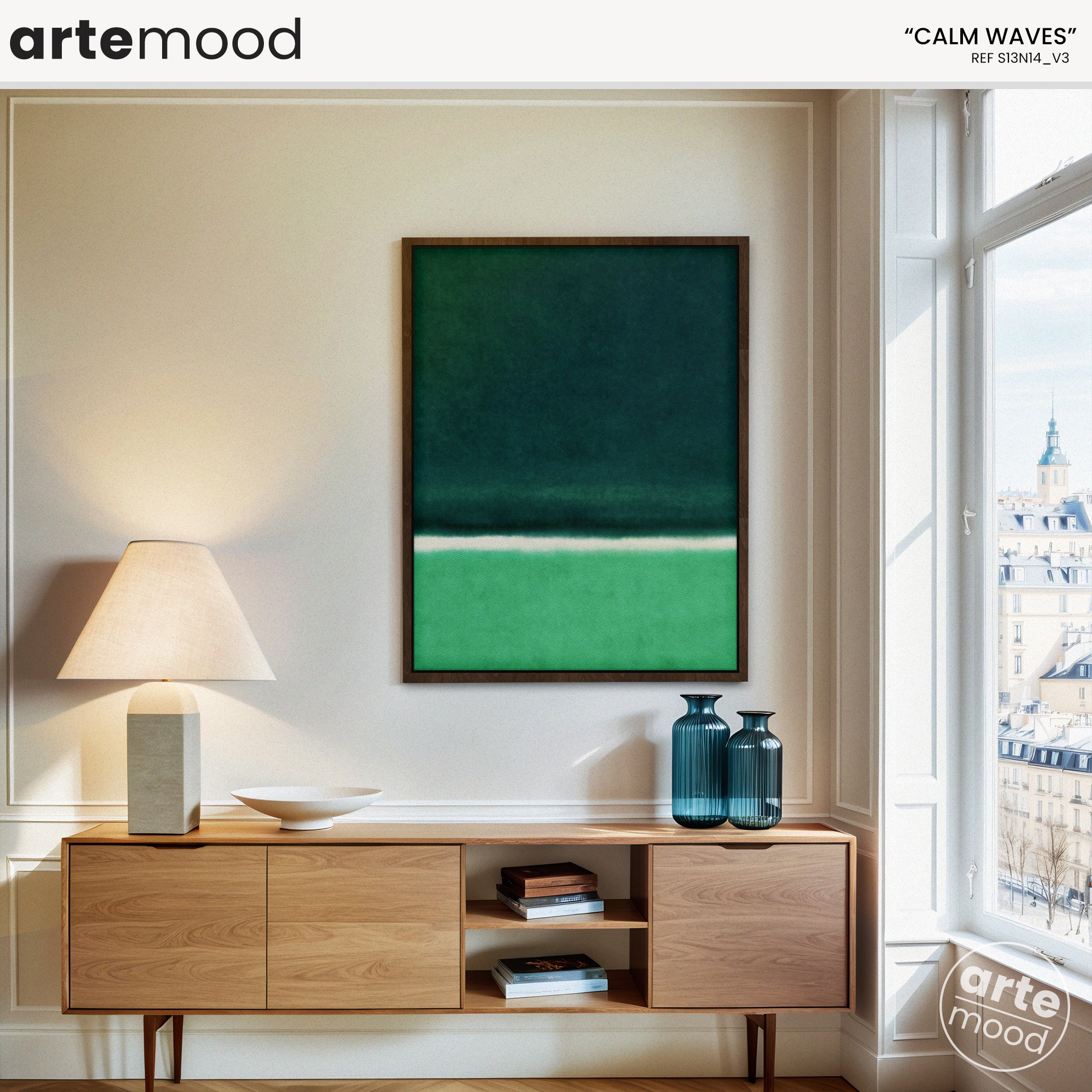 Color Field Artwork Print On Canvas - Minimalist, Zen, Green, Rothko Style Wall Art Framed