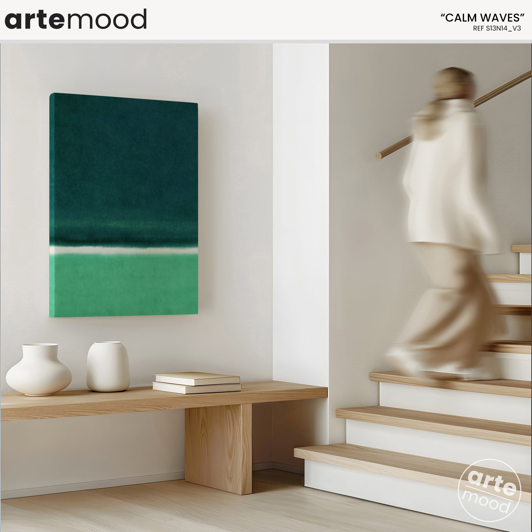 Color Field Artwork Print On Canvas - Minimalist, Zen, Green, Rothko Style Wall Art Framed