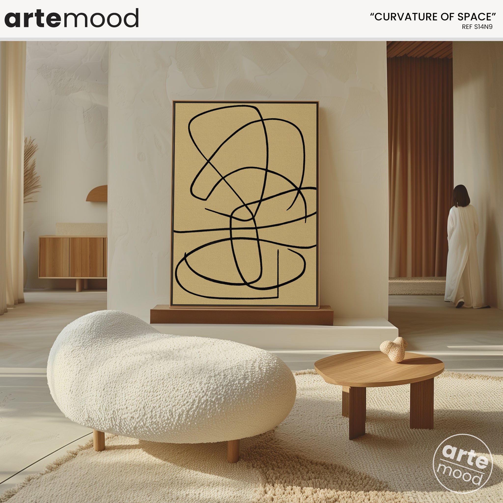 Abstract Artwork Print On Canvas - Minimalist Geometric Modern Art - Black White Composition Line Art