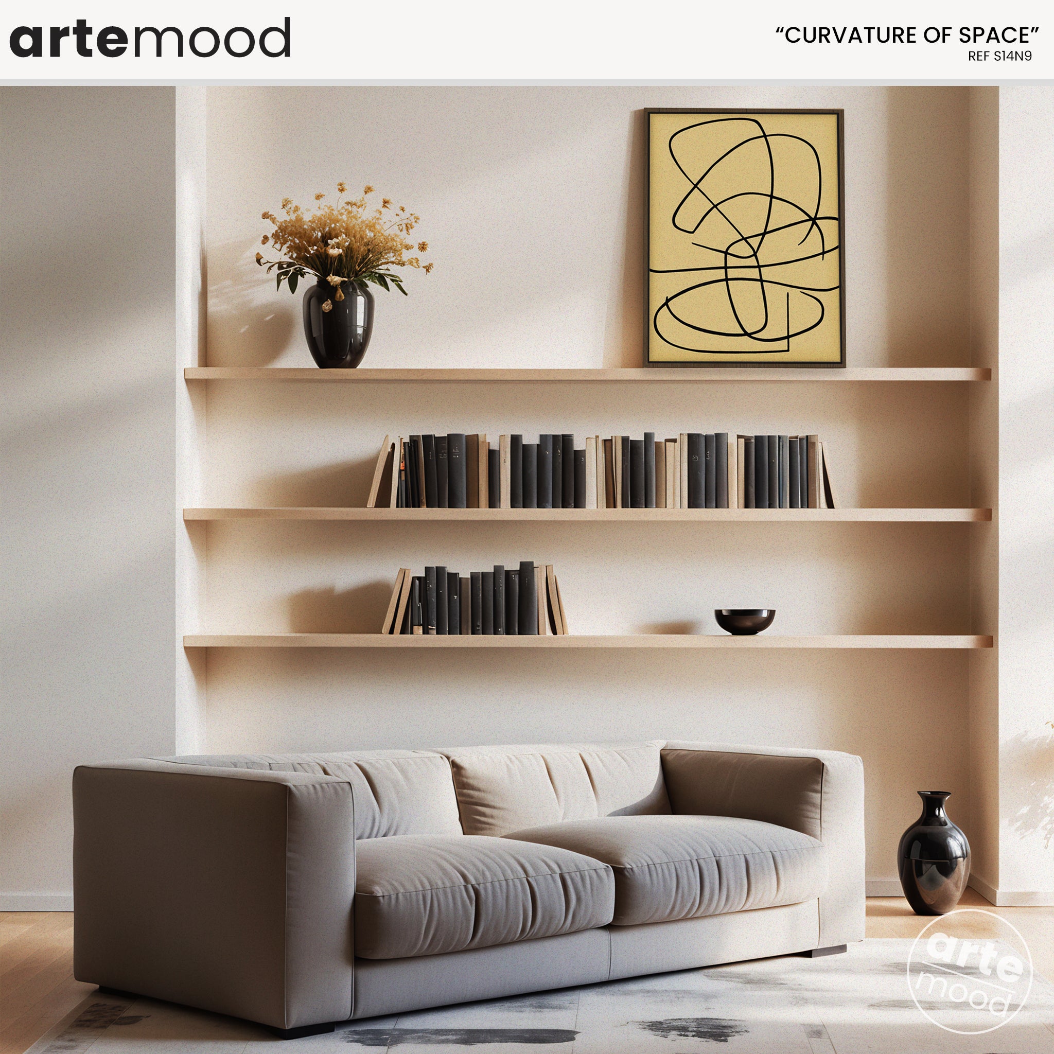 Abstract Artwork Print On Canvas - Minimalist Geometric Modern Art - Black White Composition Line Art