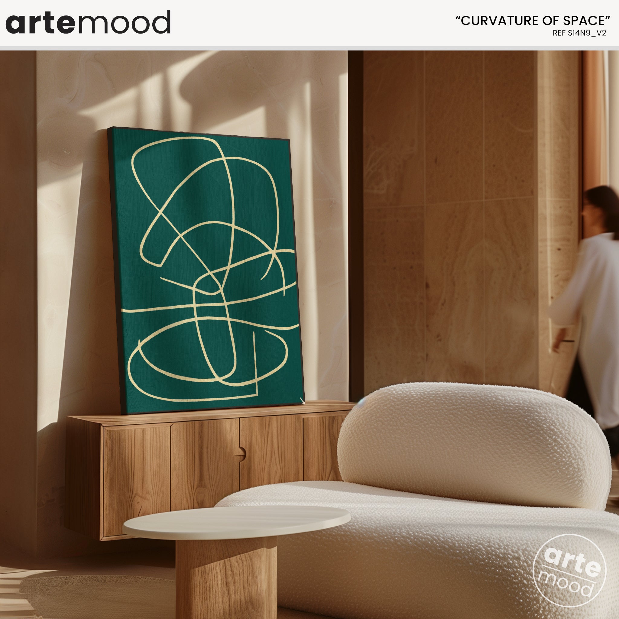 Abstract Artwork Print On Canvas - Minimalist Line Art - Fluid Art - White On Blue Lines