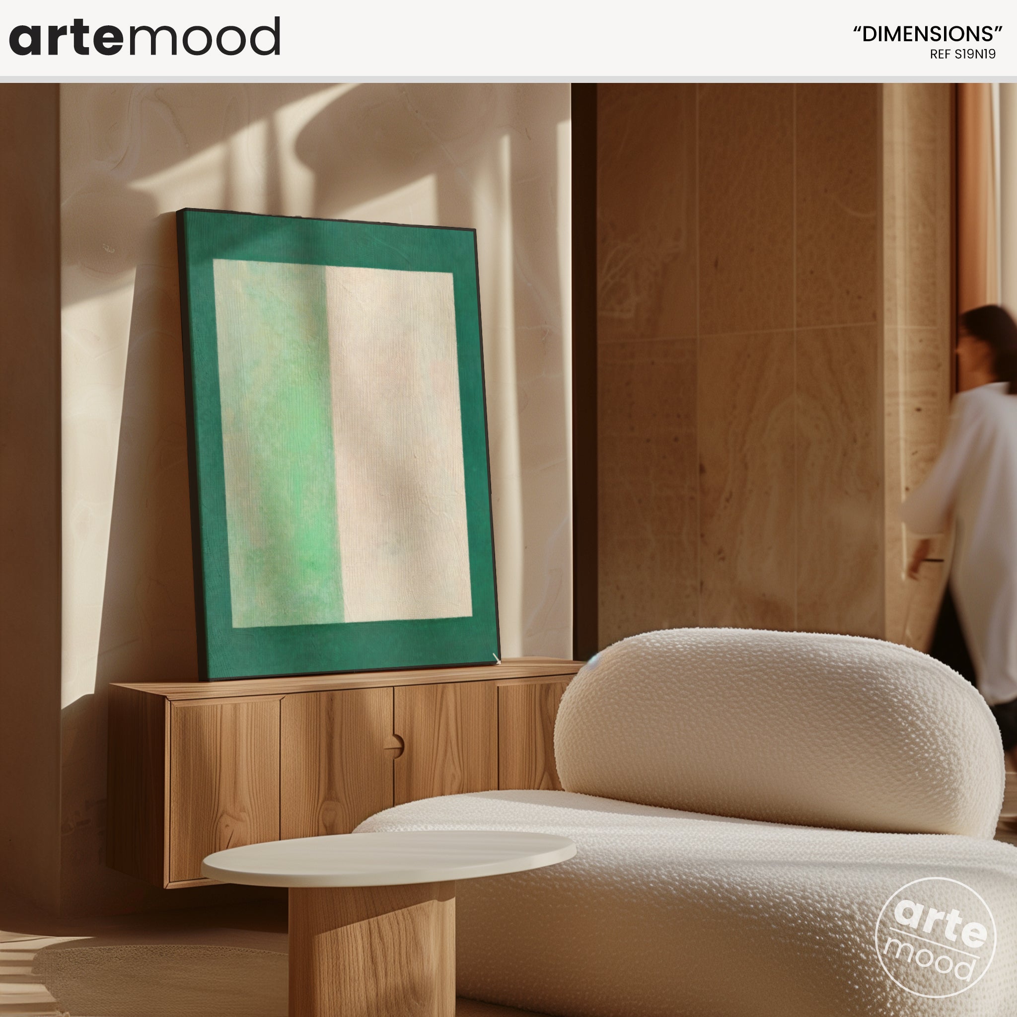 Color Field Artwork Print On Canvas - Minimalist, Zen, Blue, White, Minimal Composition Square Form