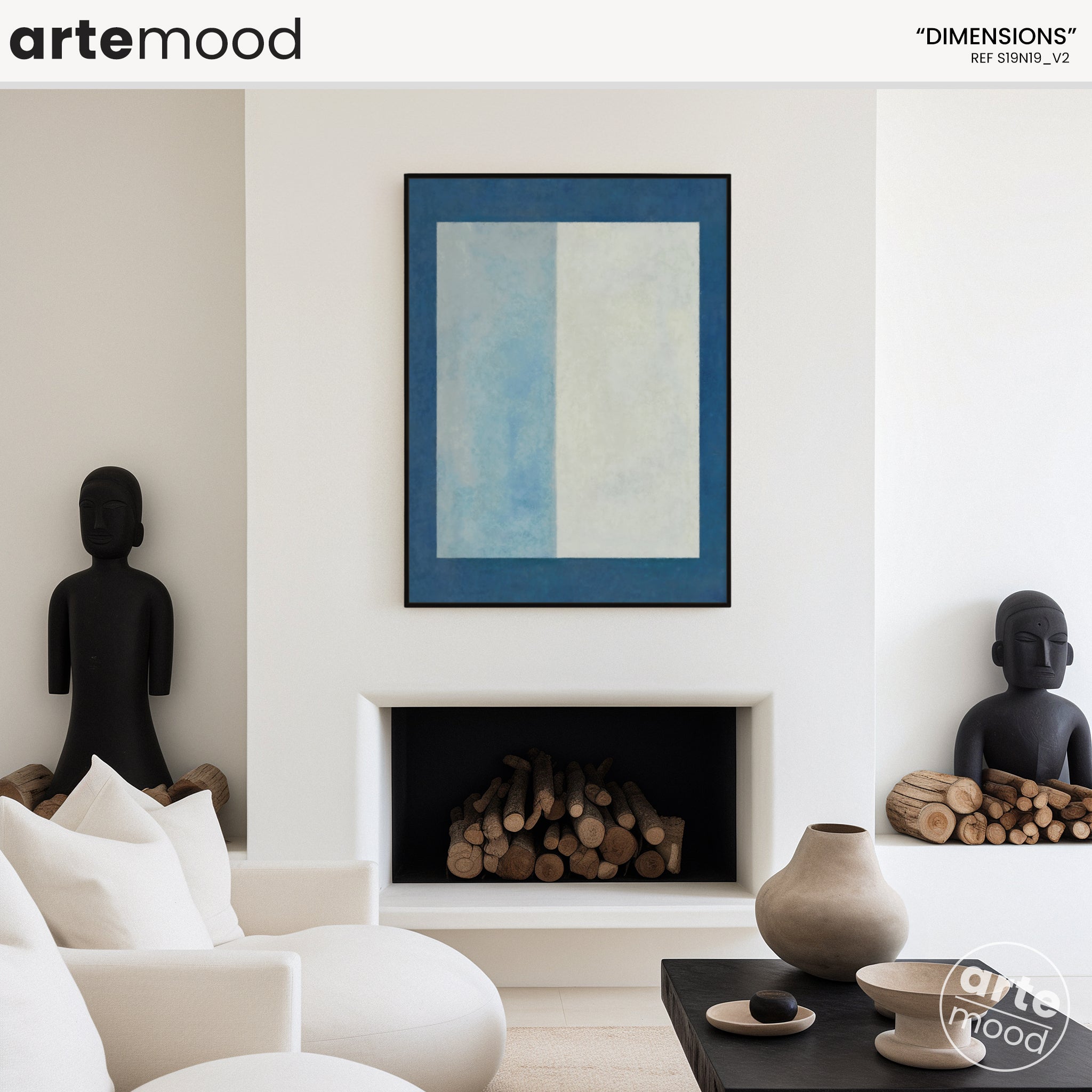 Color Field Artwork Print On Canvas - Minimalist, Blue Color, Zen, Serene, Calm Wall Art Sea Ocean Blue