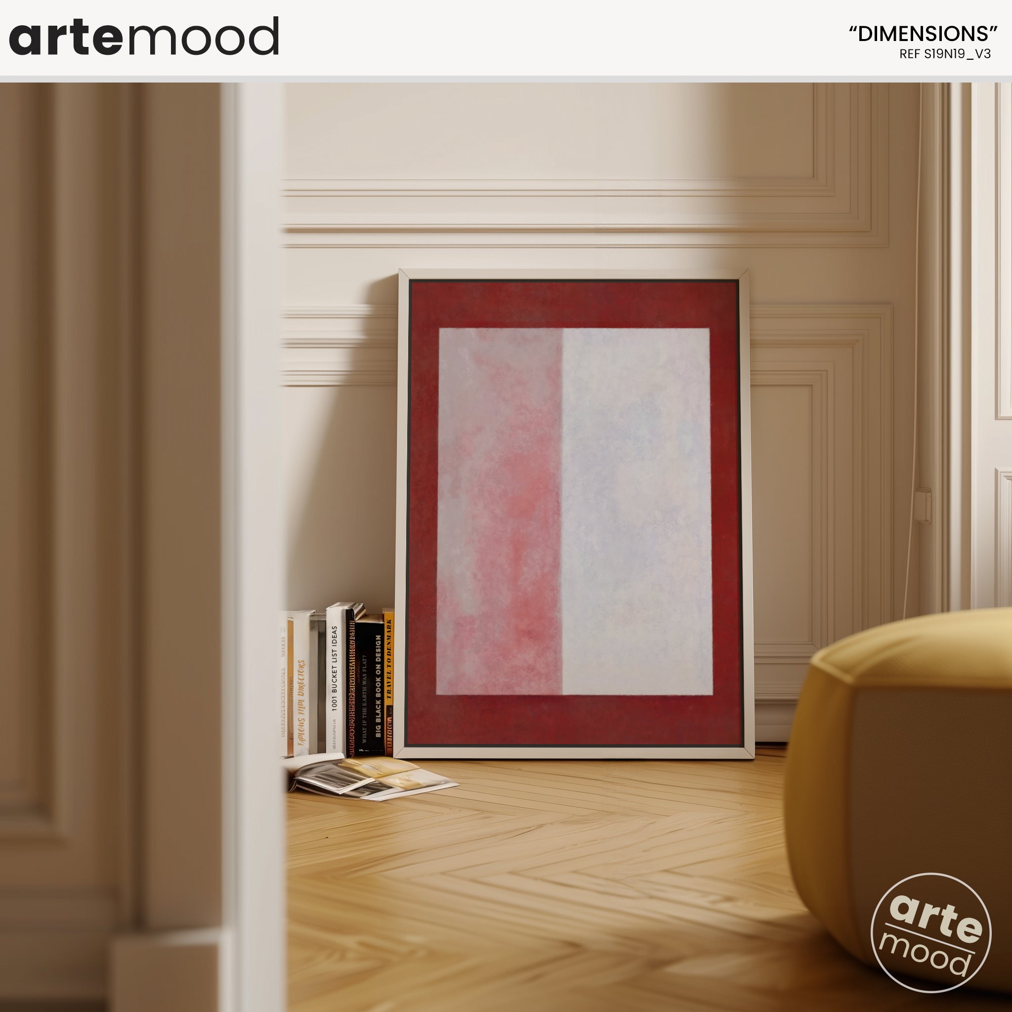 Color Field Artwork Print On Canvas - Minimalist, Zen, Red, White, Soft Tone, Square