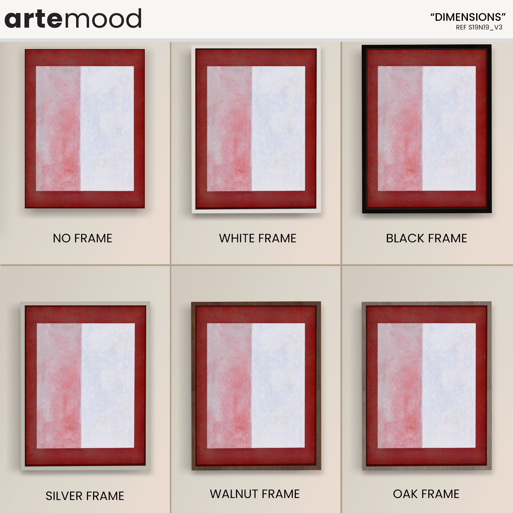 Color Field Artwork Print On Canvas - Minimalist, Zen, Red, White, Soft Tone, Square
