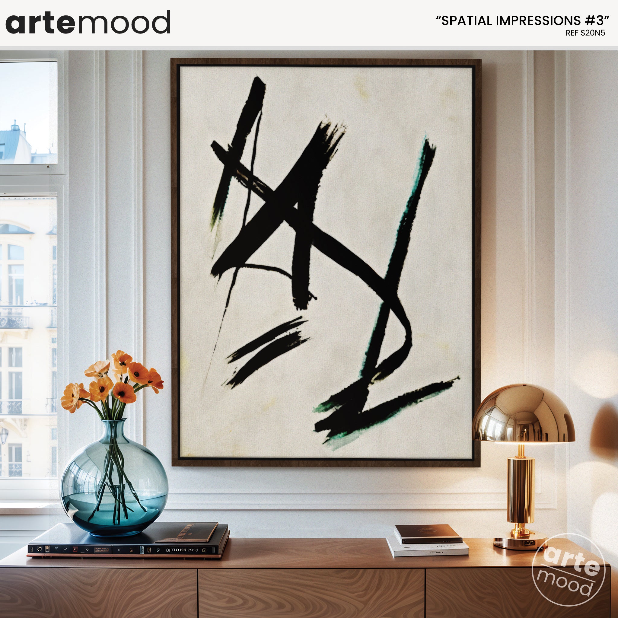 Abstract Artwork Print On Canvas - Minimalist Expressive Composition - Black White Expressionism Wall Art Decor