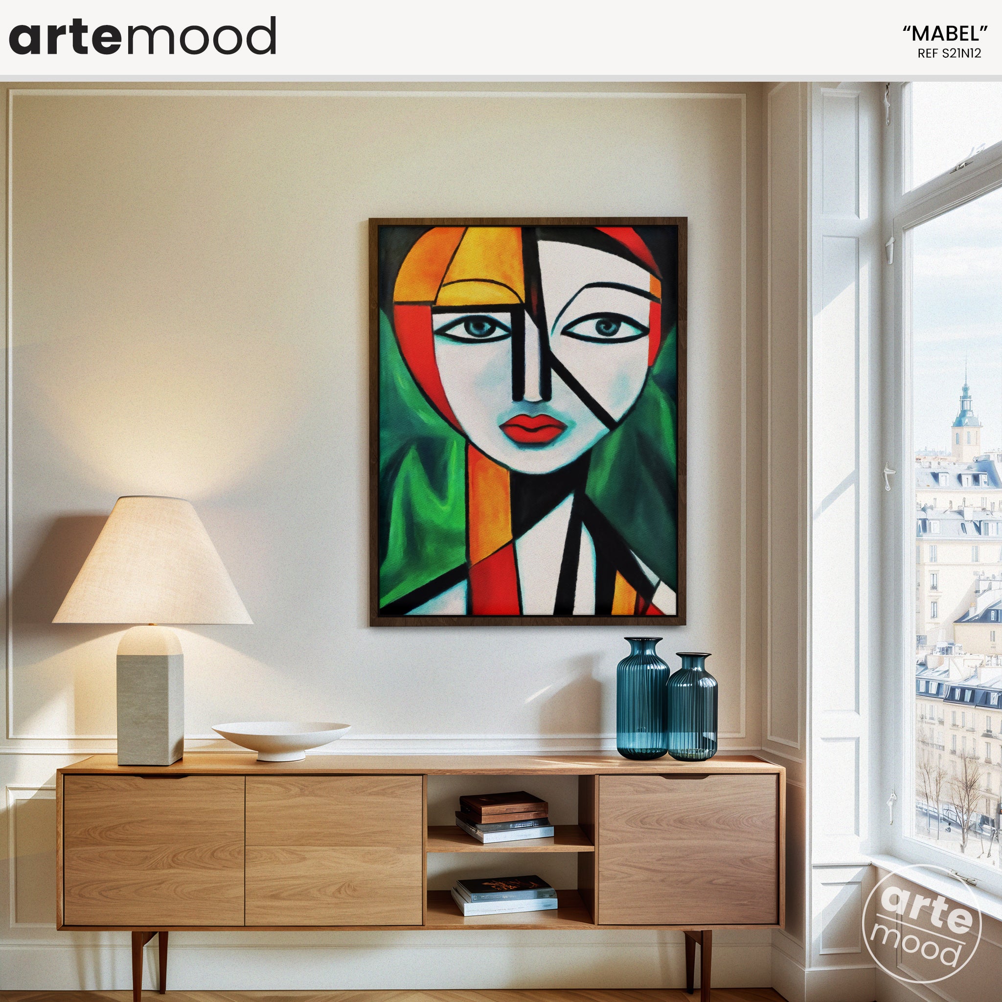 Woman Artwork Print - Expressive Face Art Print - Cubist Man, Geometric, Cool Wall Art Framed