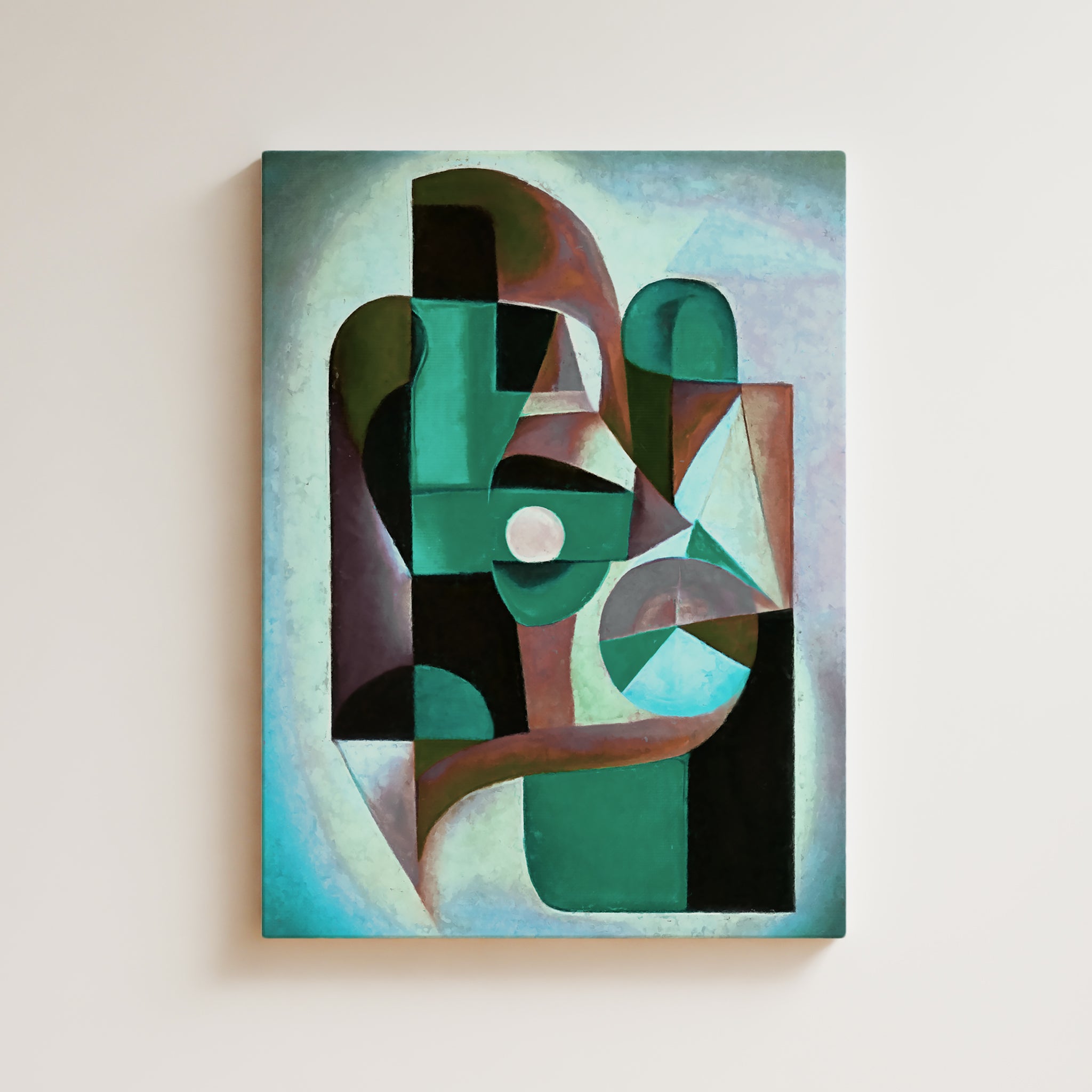Abstract Artwork Print On Canvas - Modern Art Composition - Green, Earth Tones, Chic Decor Framed Wall Art