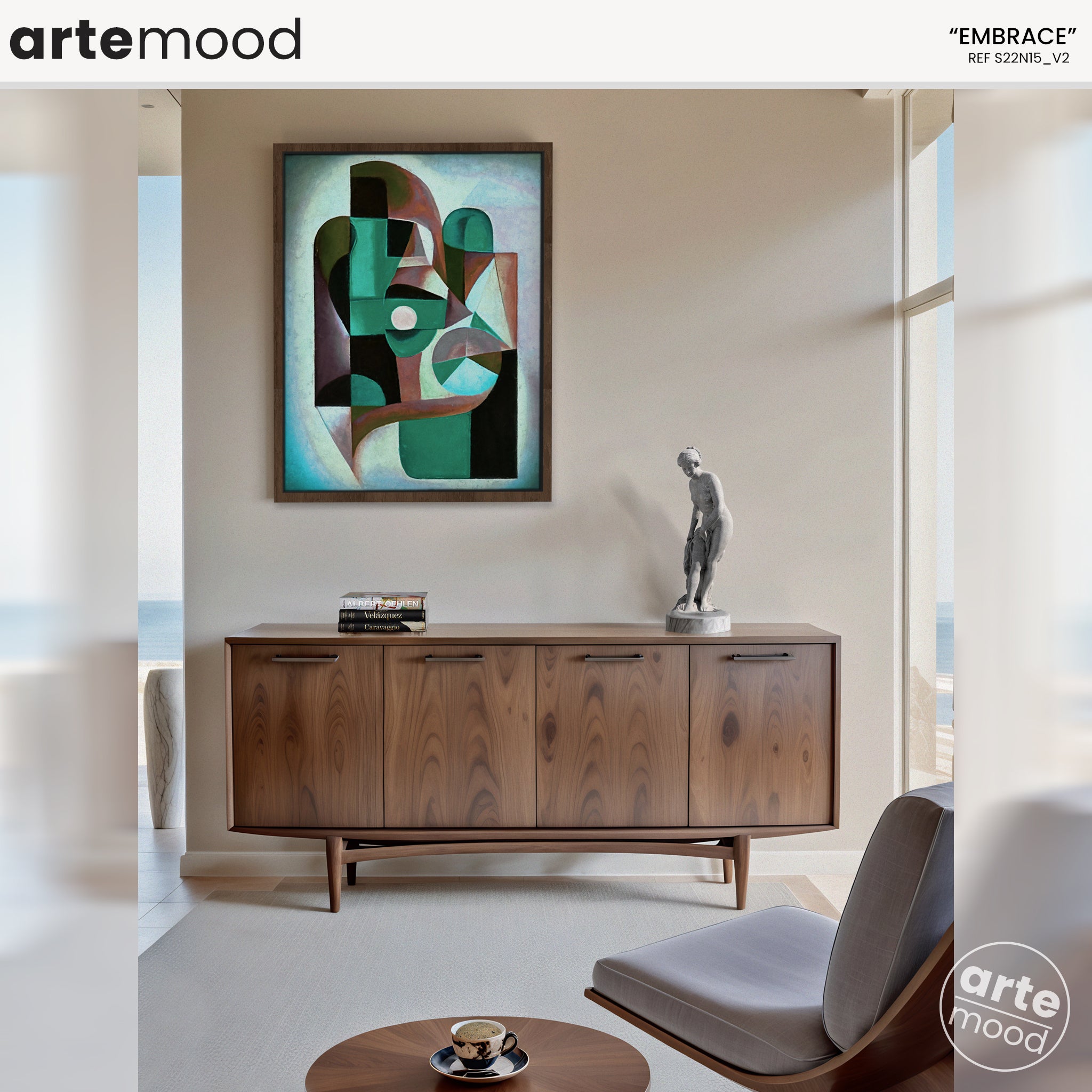 Abstract Artwork Print On Canvas - Modern Art Composition - Green, Earth Tones, Chic Decor Framed Wall Art