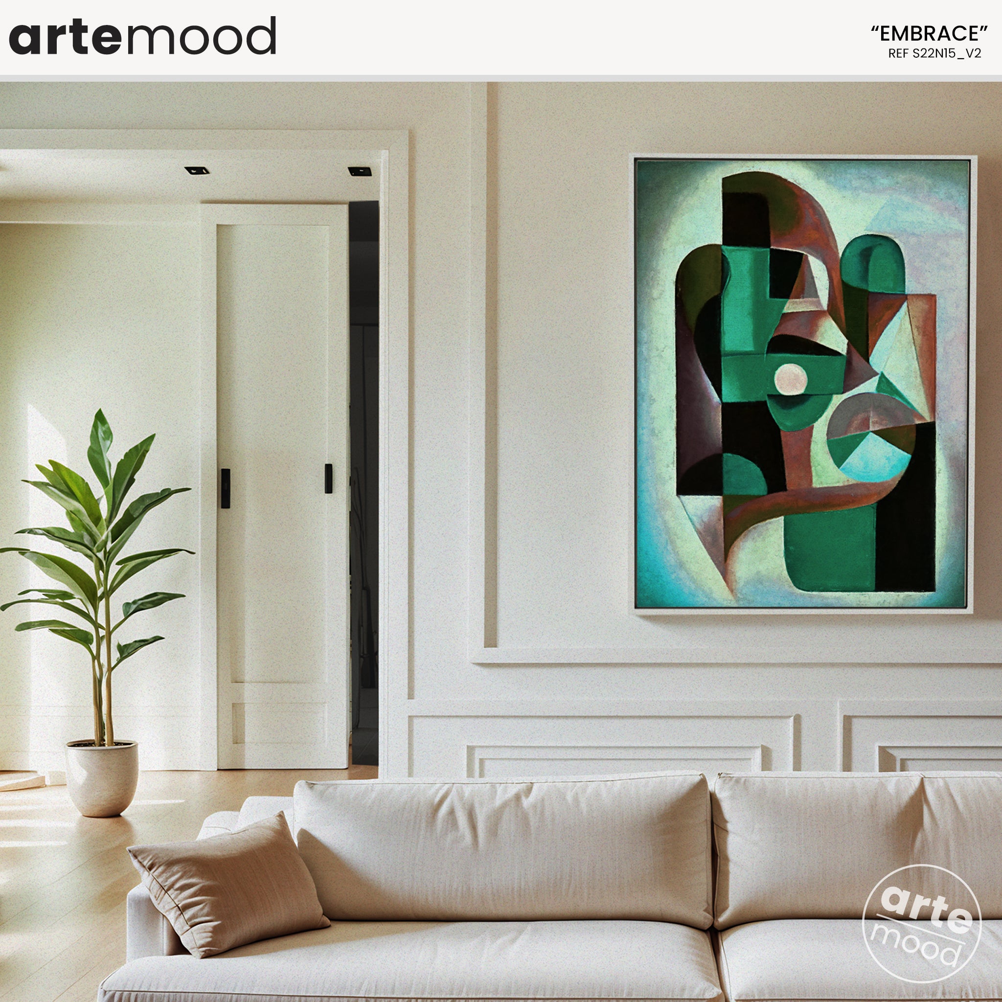 Abstract Artwork Print On Canvas - Modern Art Composition - Green, Earth Tones, Chic Decor Framed Wall Art
