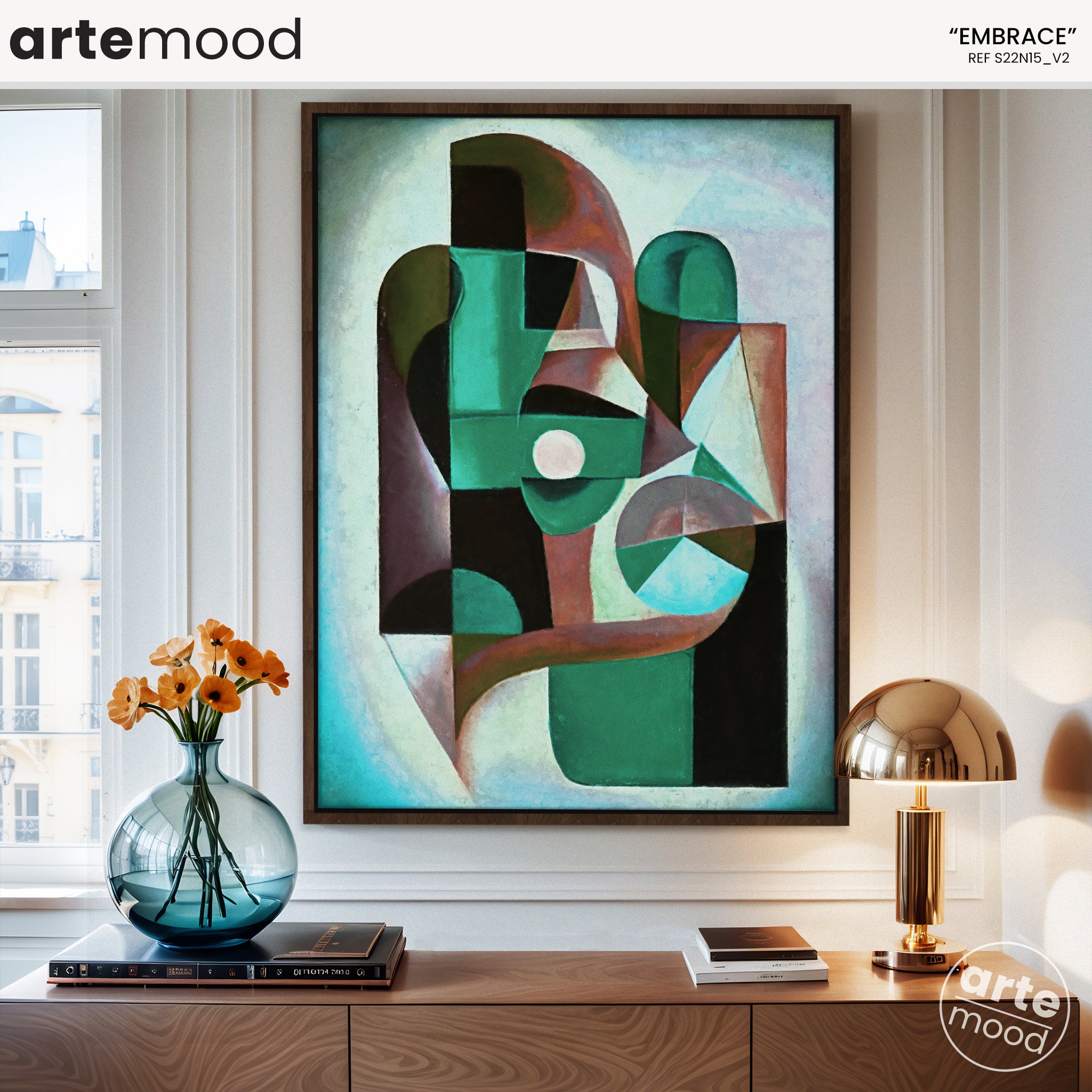 Abstract Artwork Print On Canvas - Modern Art Composition - Green, Earth Tones, Chic Decor Framed Wall Art