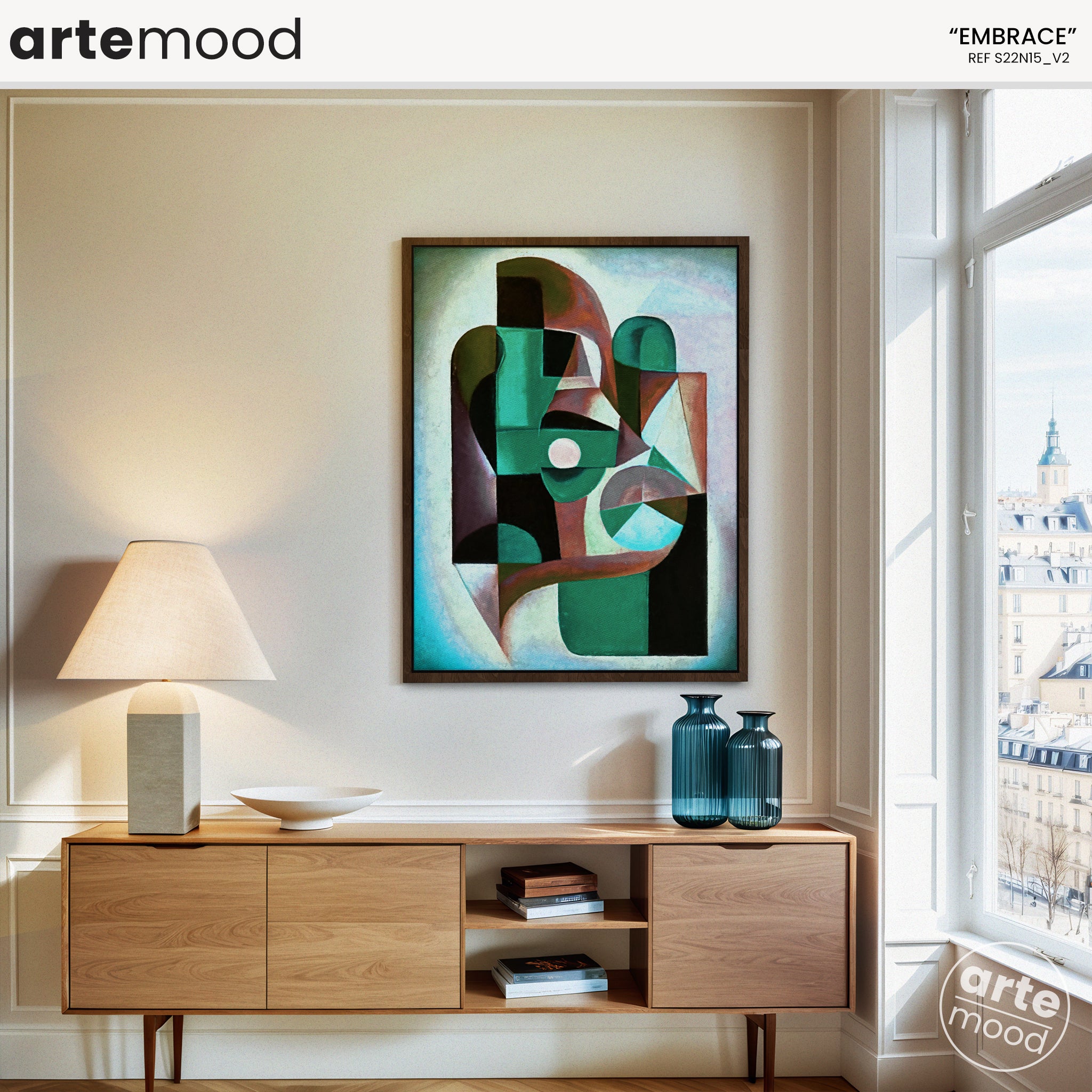Abstract Artwork Print On Canvas - Modern Art Composition - Green, Earth Tones, Chic Decor Framed Wall Art