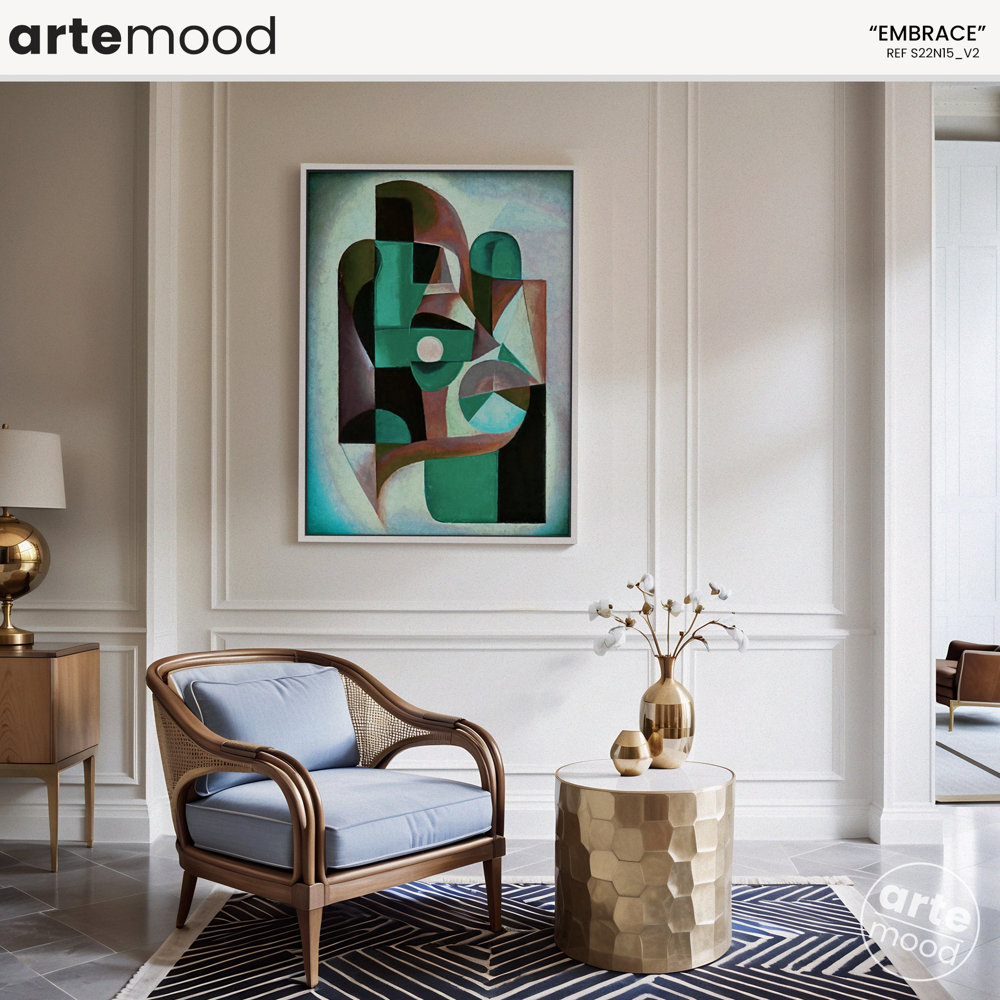 Abstract Artwork Print On Canvas - Modern Art Composition - Green, Earth Tones, Chic Decor Framed Wall Art