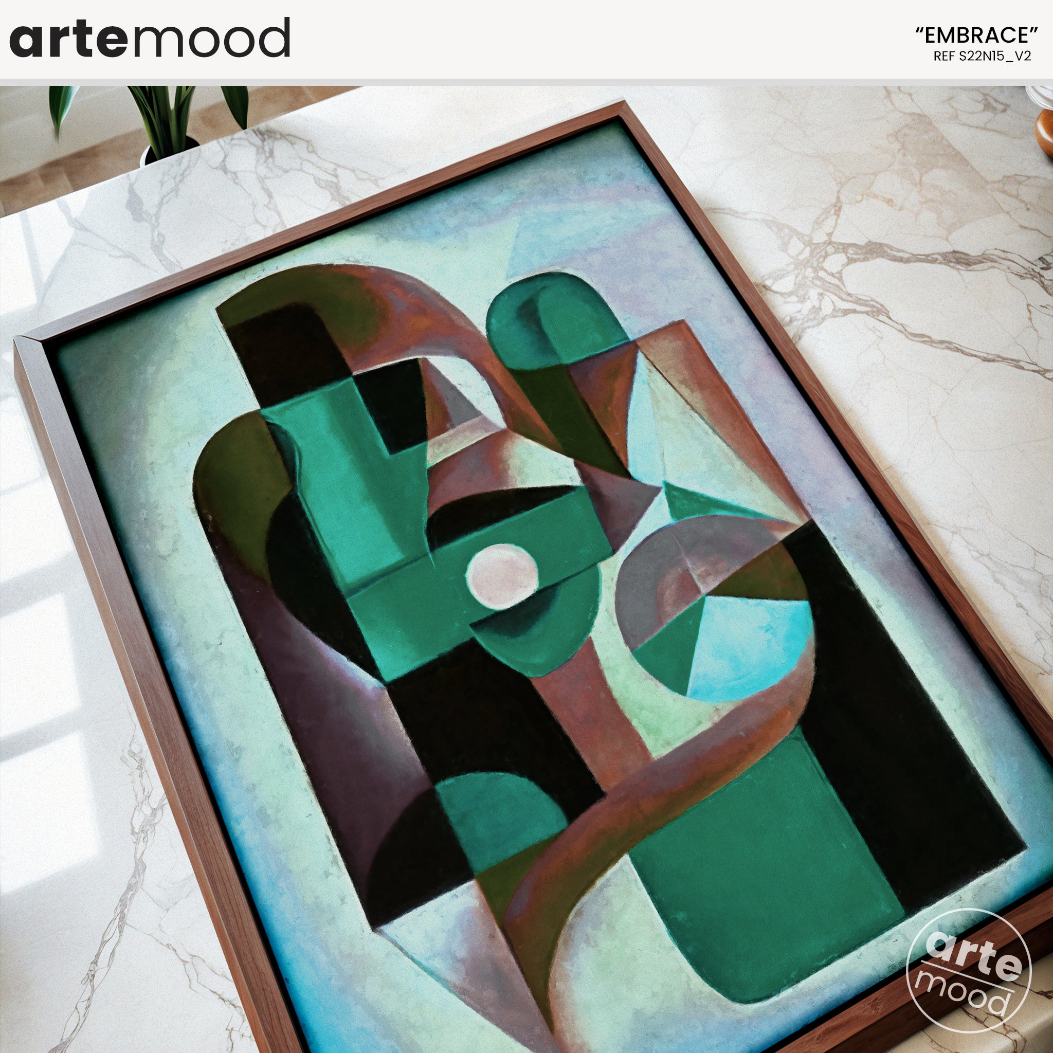 Abstract Artwork Print On Canvas - Modern Art Composition - Green, Earth Tones, Chic Decor Framed Wall Art