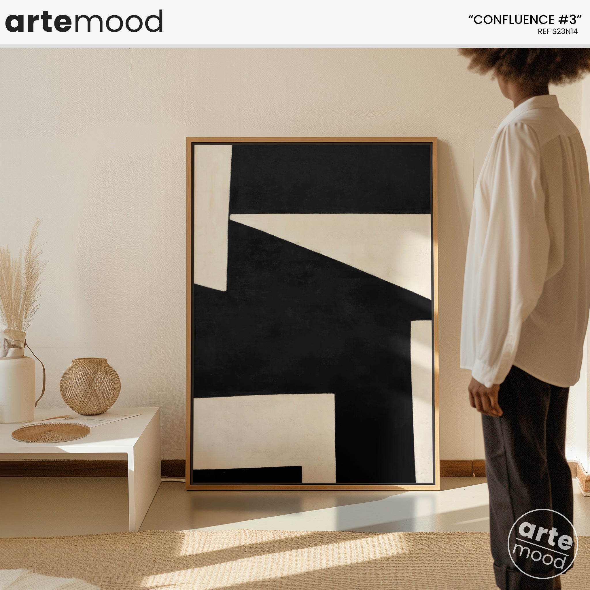 Confluence #3 - Oeuvre abstraite noir blanc - S23N14
