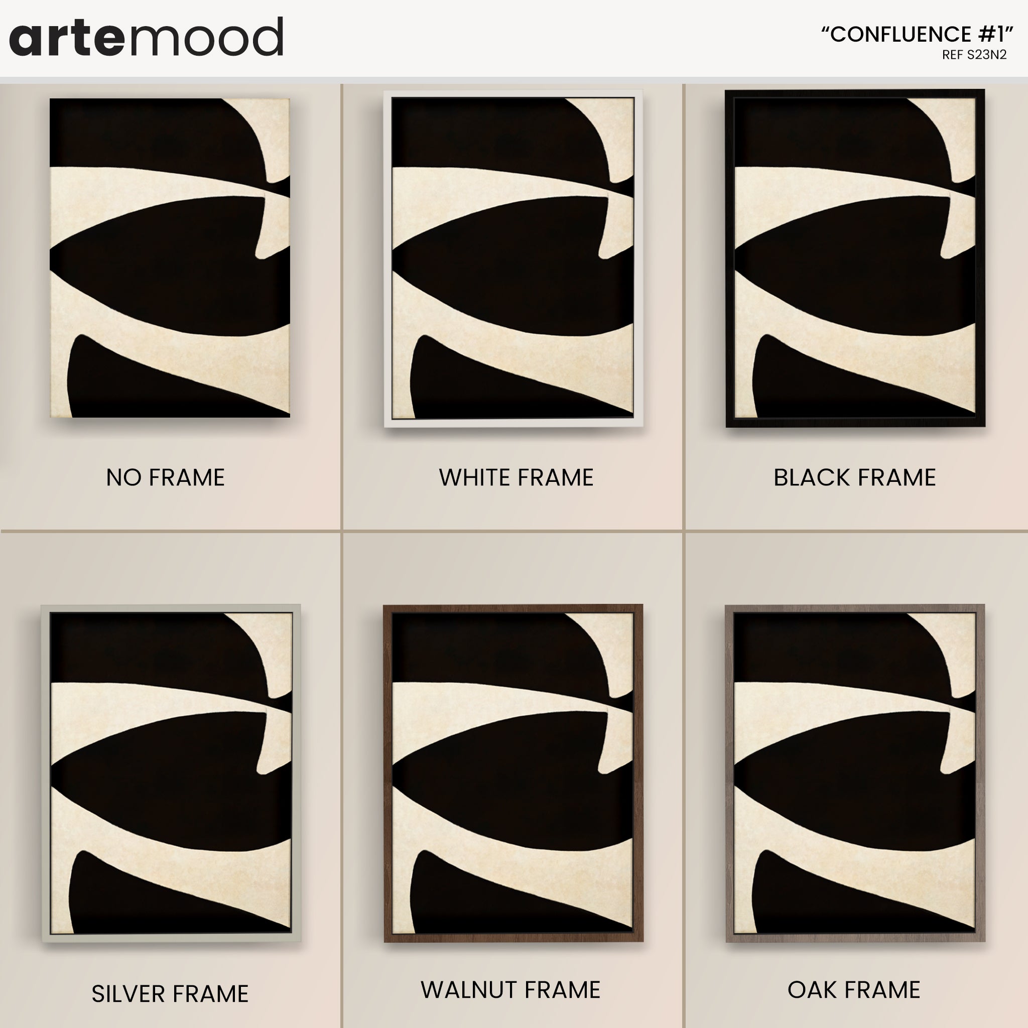 Confluence #1 - Oeuvre abstraite noir blanc - S23N2