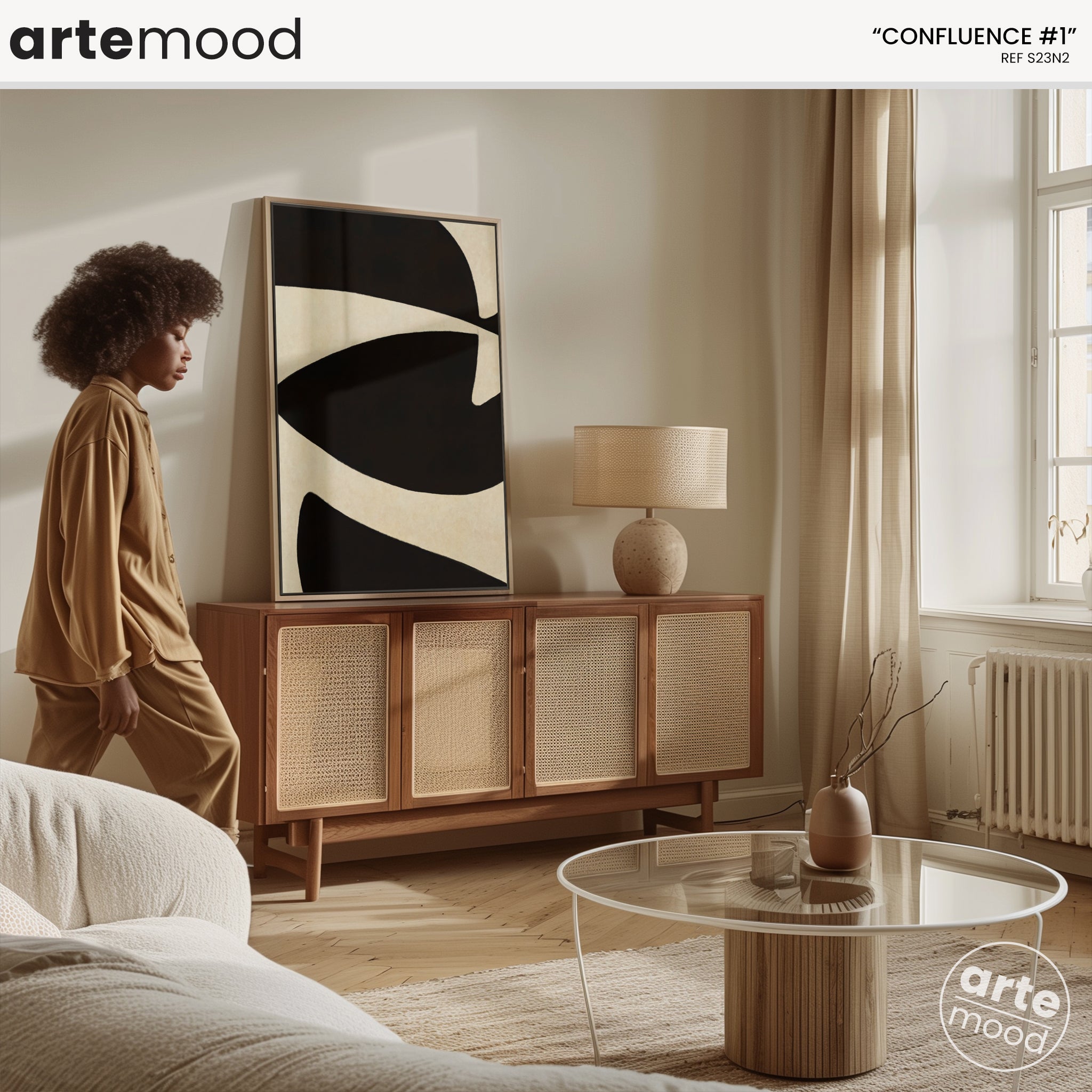 Confluence #1 - Oeuvre abstraite noir blanc - S23N2