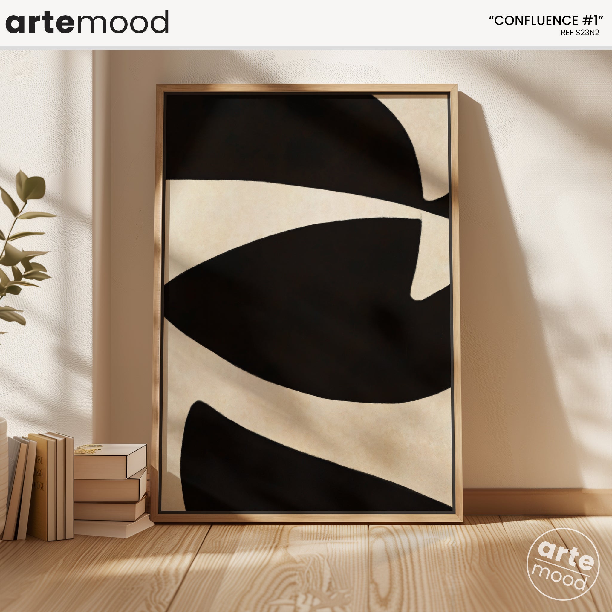 Confluence #1 - Oeuvre abstraite noir blanc - S23N2
