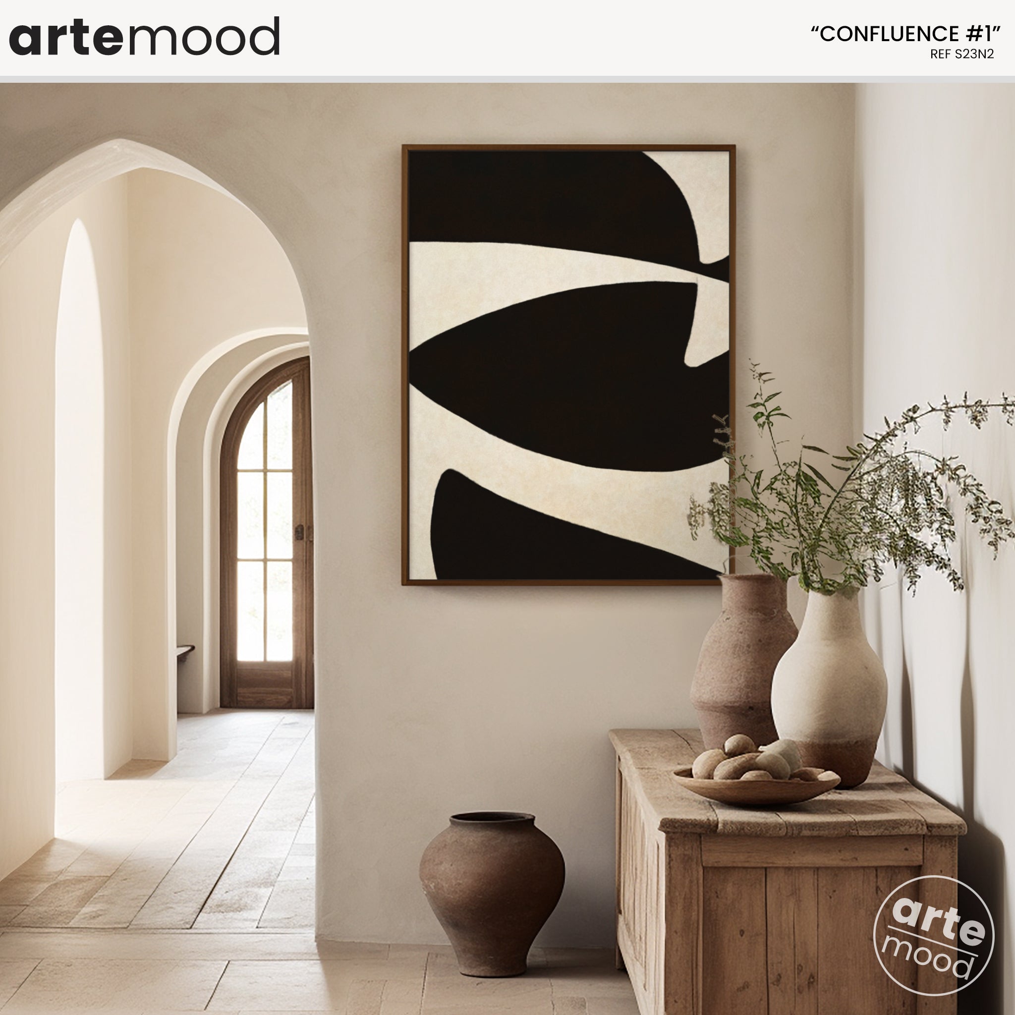 Confluence #1 - Oeuvre abstraite noir blanc - S23N2