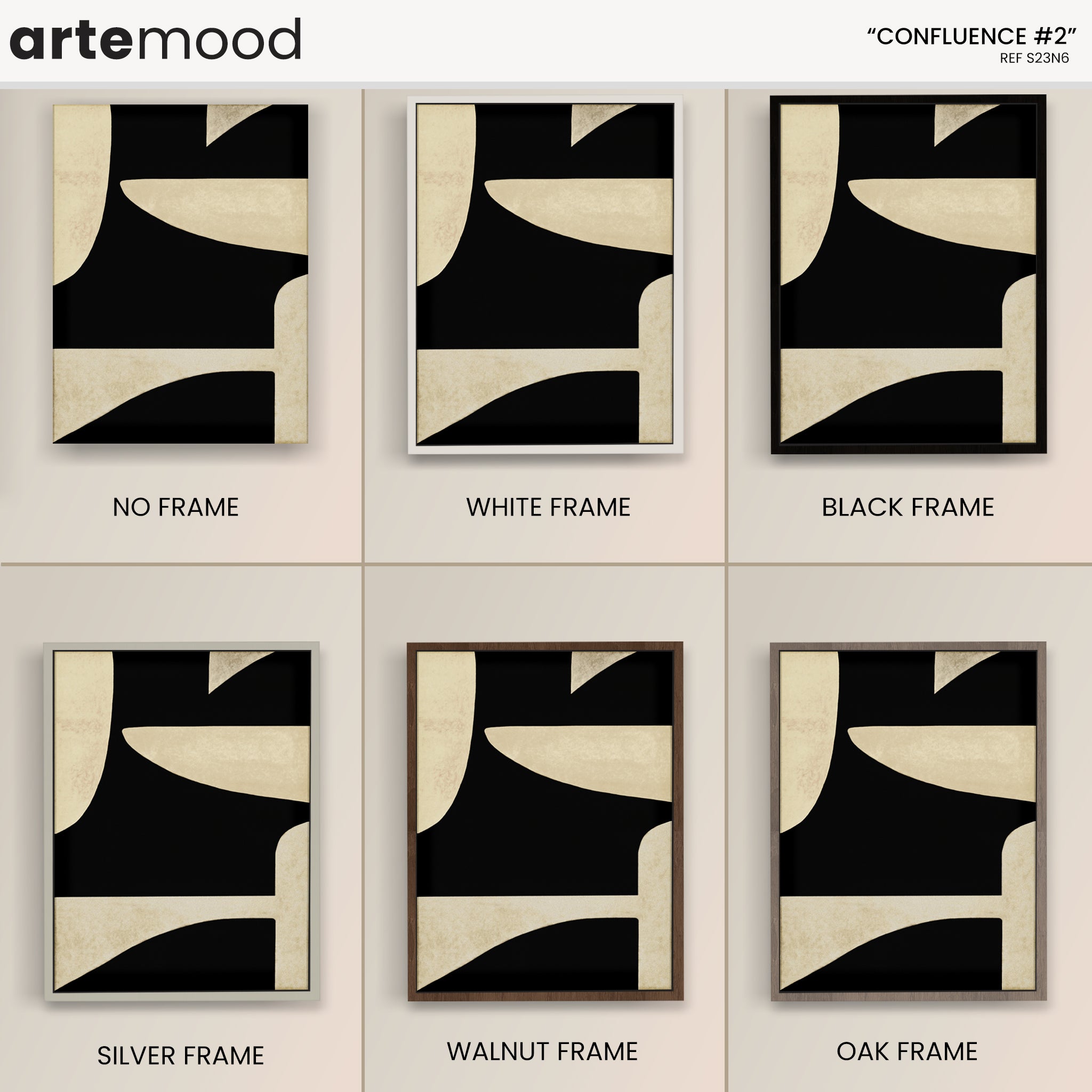 Abstract Artwork Print On Canvas - Minimalist Geometric Modern Art - Black, White