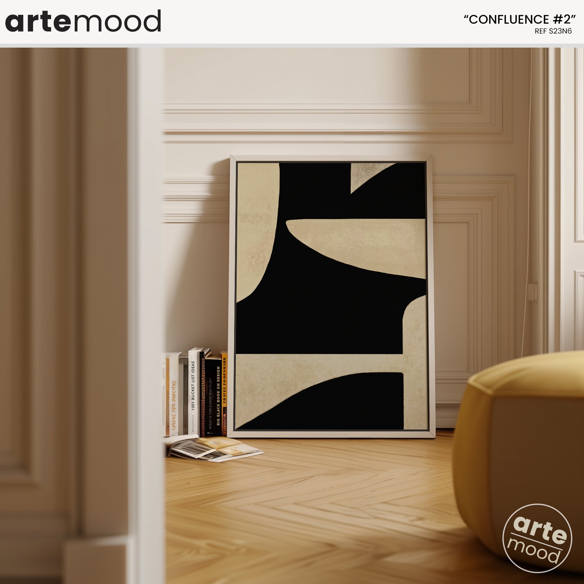 Abstract Artwork Print On Canvas - Minimalist Geometric Modern Art - Black, White