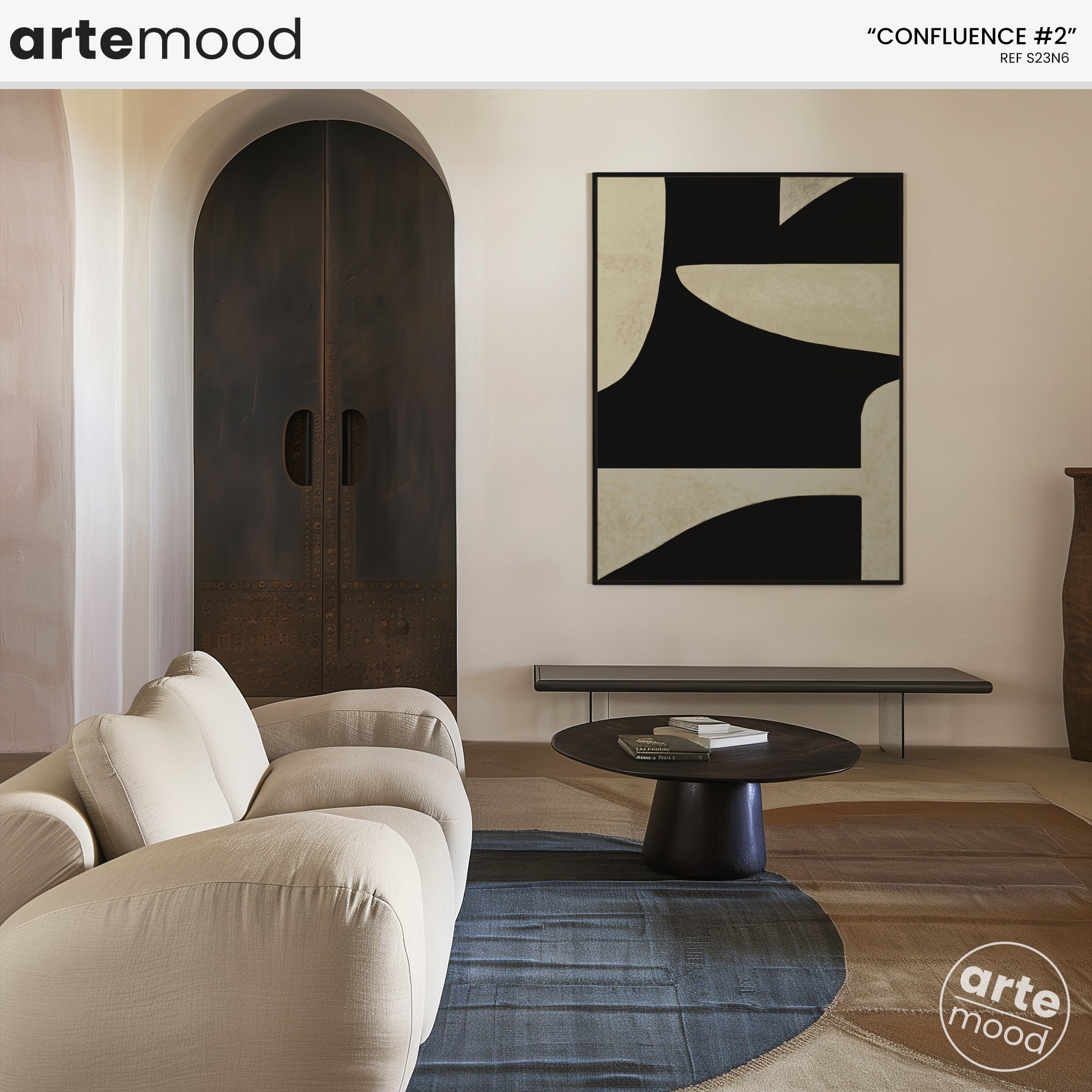 Abstract Artwork Print On Canvas - Minimalist Geometric Modern Art - Black, White