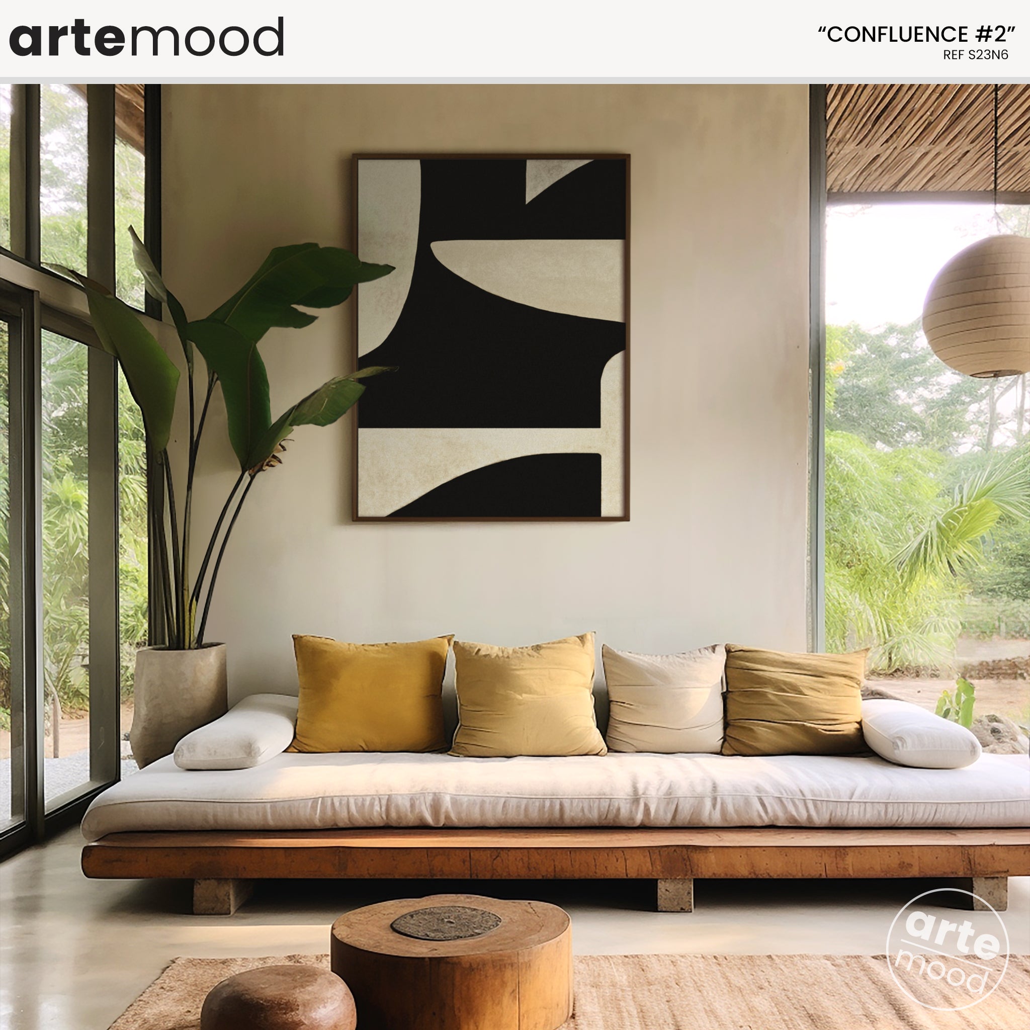 Abstract Artwork Print On Canvas - Minimalist Geometric Modern Art - Black, White