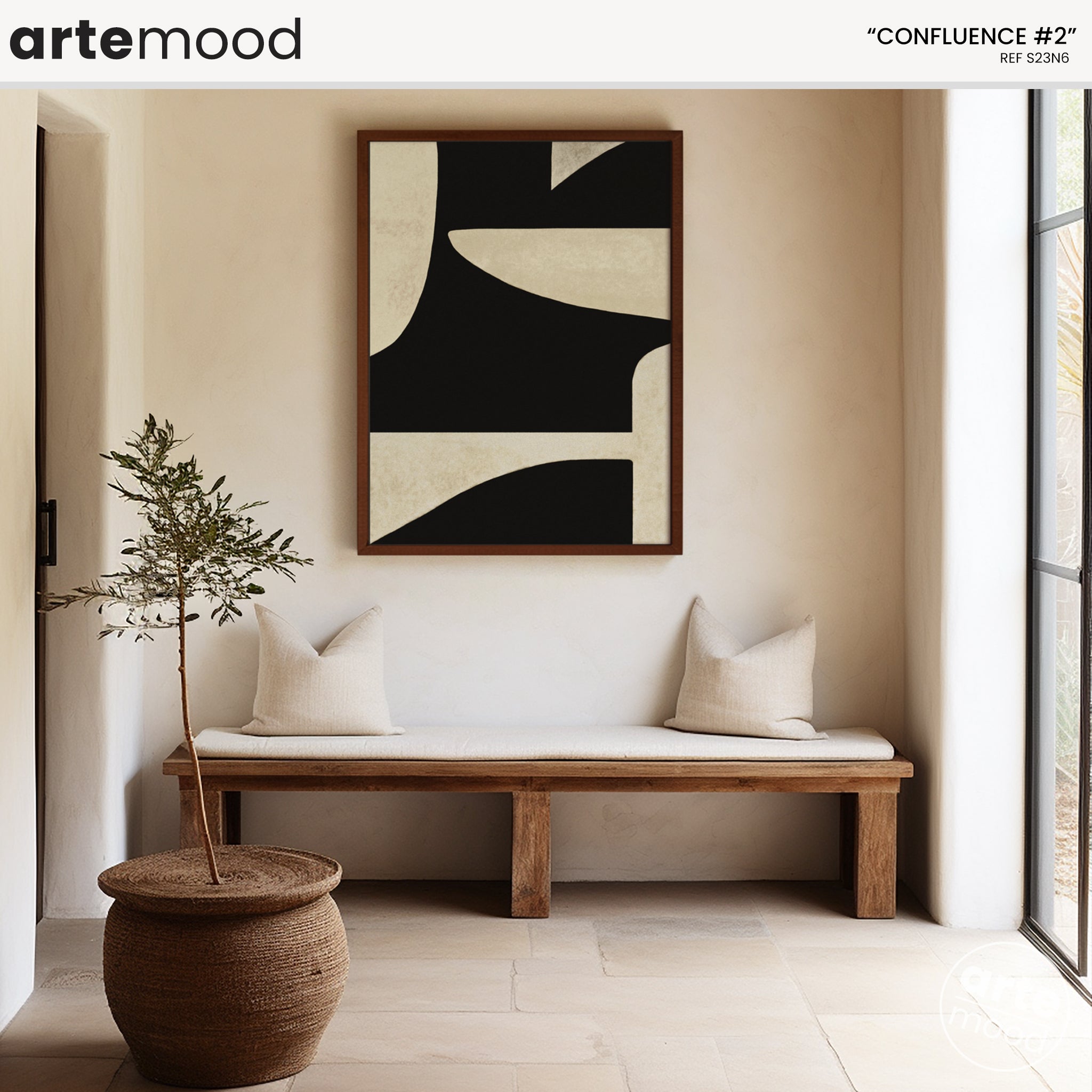 Abstract Artwork Print On Canvas - Minimalist Geometric Modern Art - Black, White