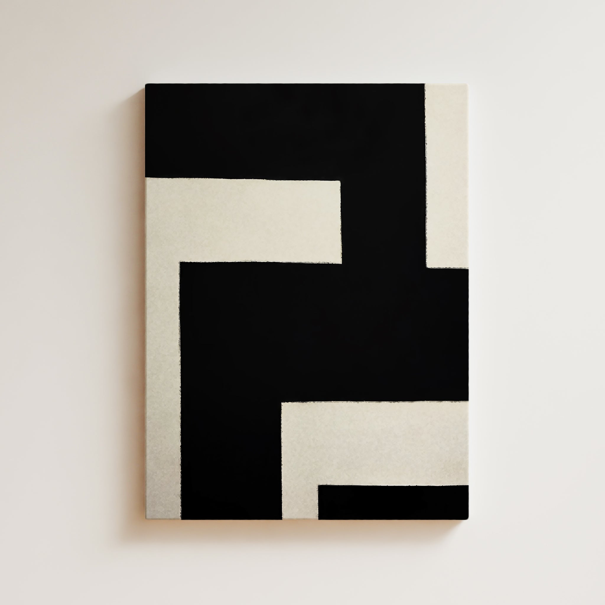 Abstract Artwork Print On Canvas - Minimalist Geometric Modern Art - Black White Composition