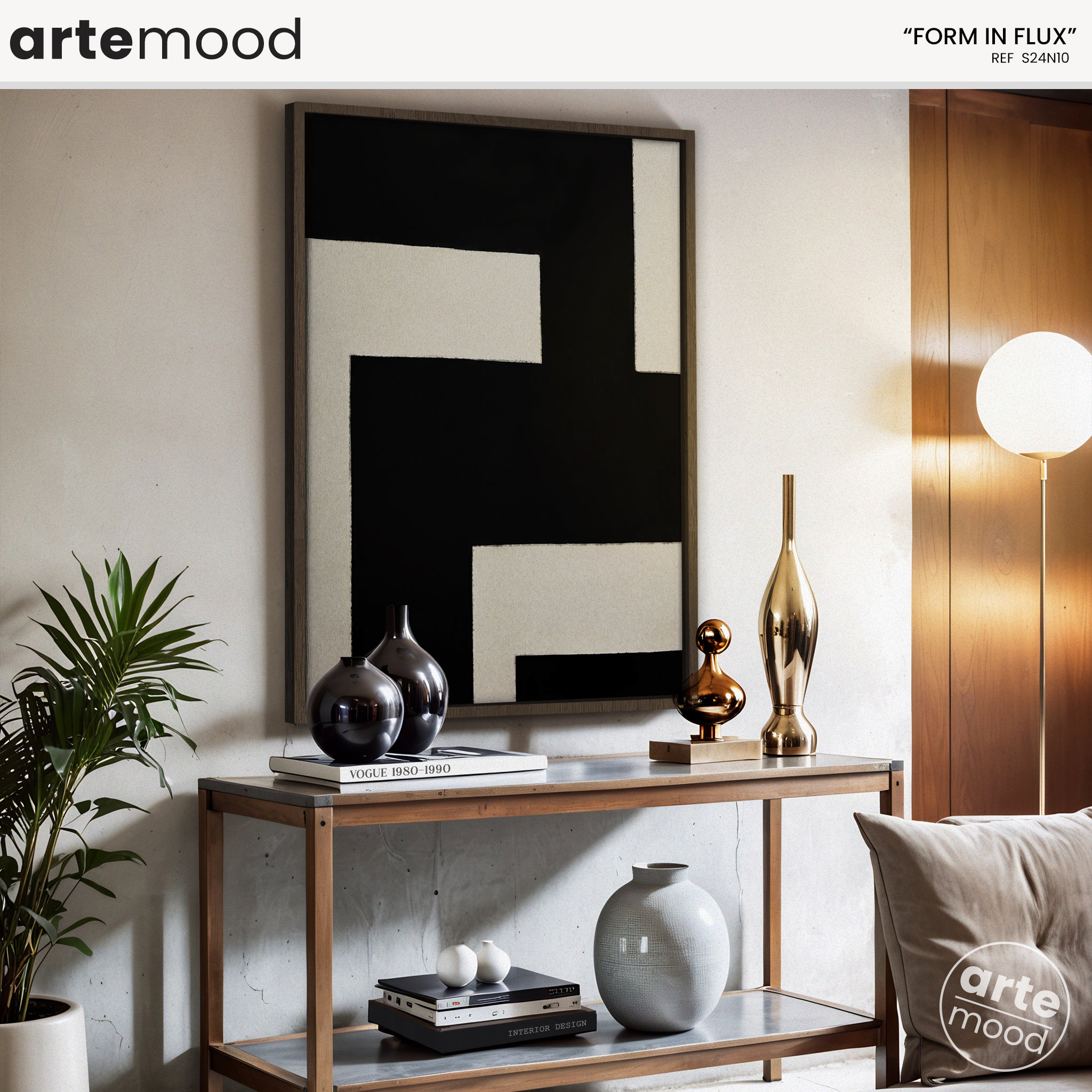 Abstract Artwork Print On Canvas - Minimalist Geometric Modern Art - Black White Composition