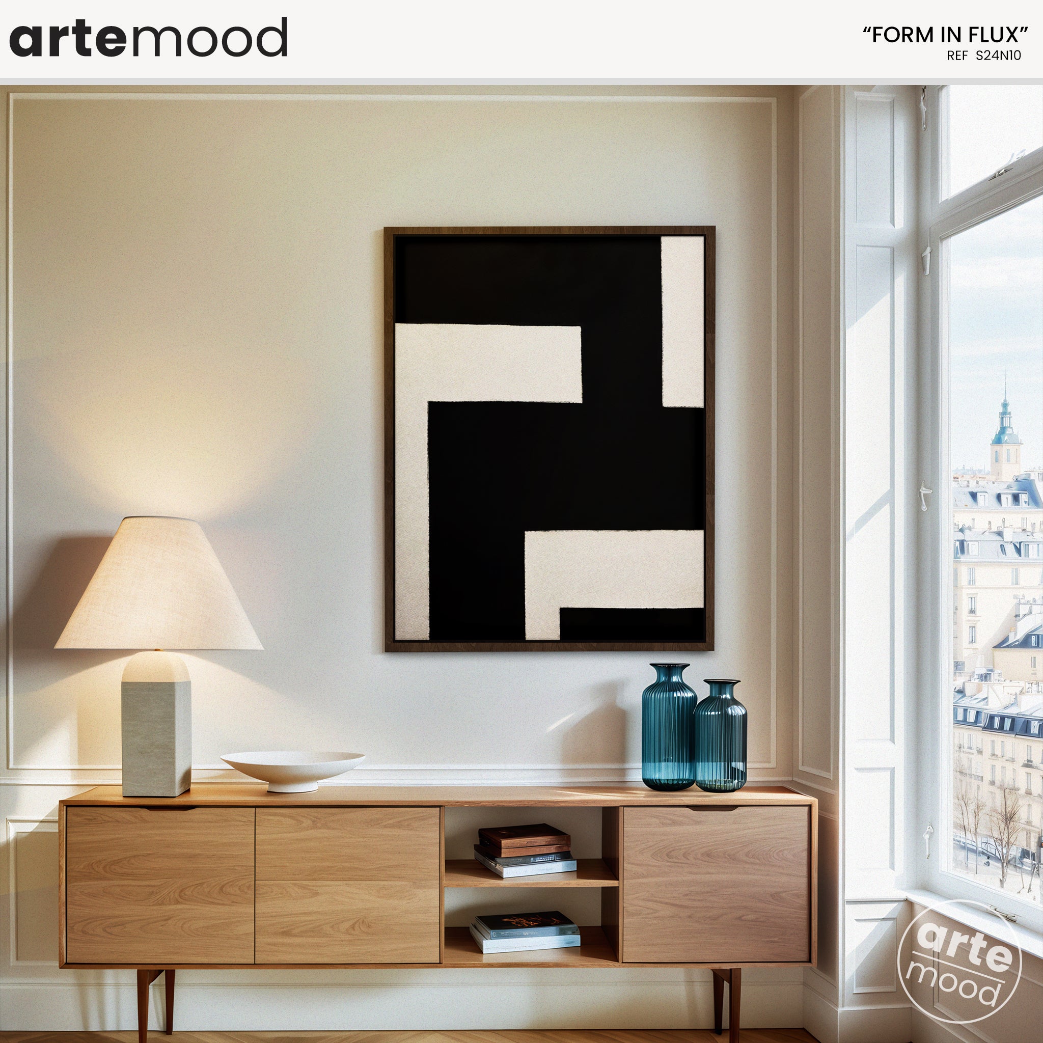 Abstract Artwork Print On Canvas - Minimalist Geometric Modern Art - Black White Composition