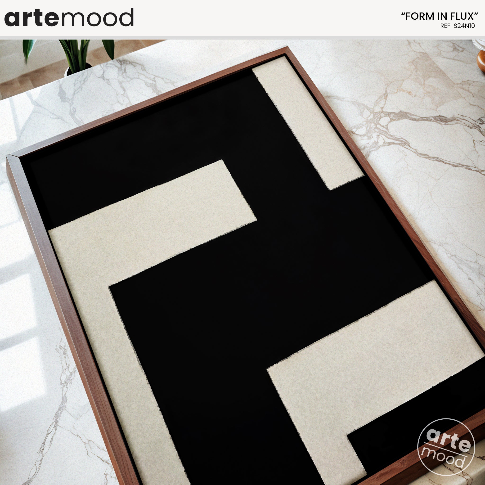 Abstract Artwork Print On Canvas - Minimalist Geometric Modern Art - Black White Composition