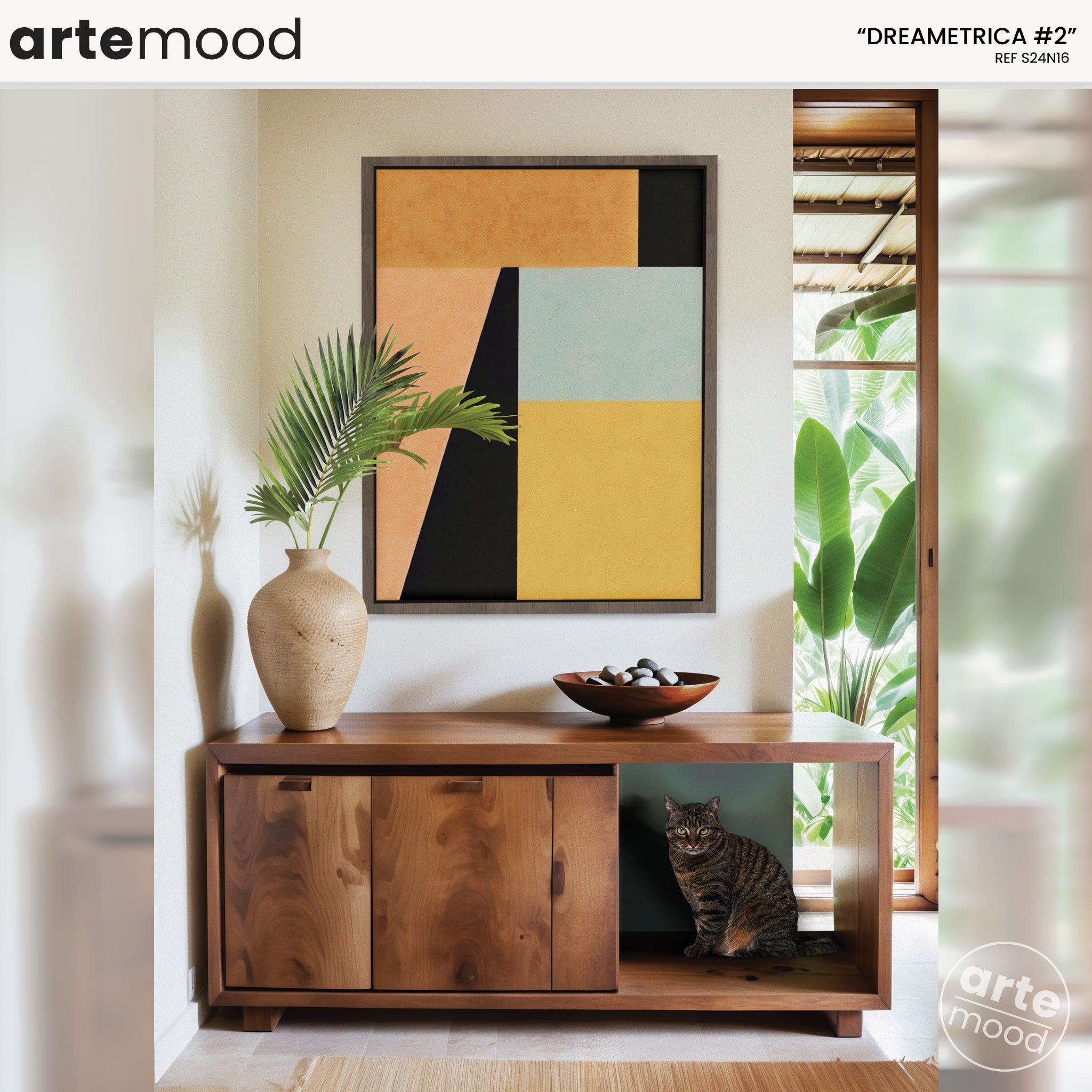 Abstract Artwork Print - Modern Art Canvas - Vibrant Yellow, Orange, Black, Formal Art, Contemporary, Geometric Art