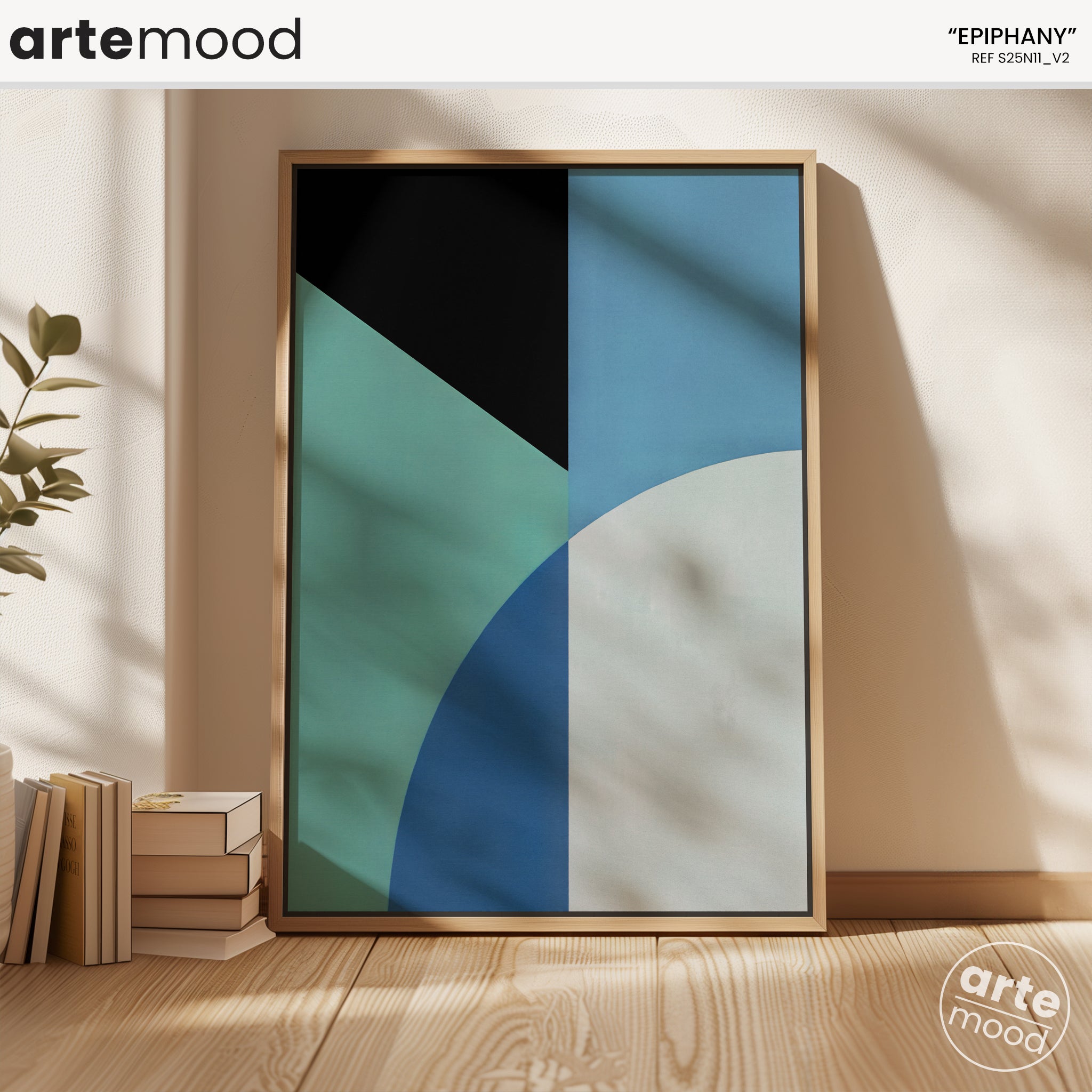 Abstract Artwork Print On Canvas - Minimalist Geometric Modern Art - Green, Turquoise, Blue, White Composition, Beach Art, Ocean Sea Art Print, Blue Room Wall Decor, Minimalist Art Print Elegant and Contemporary