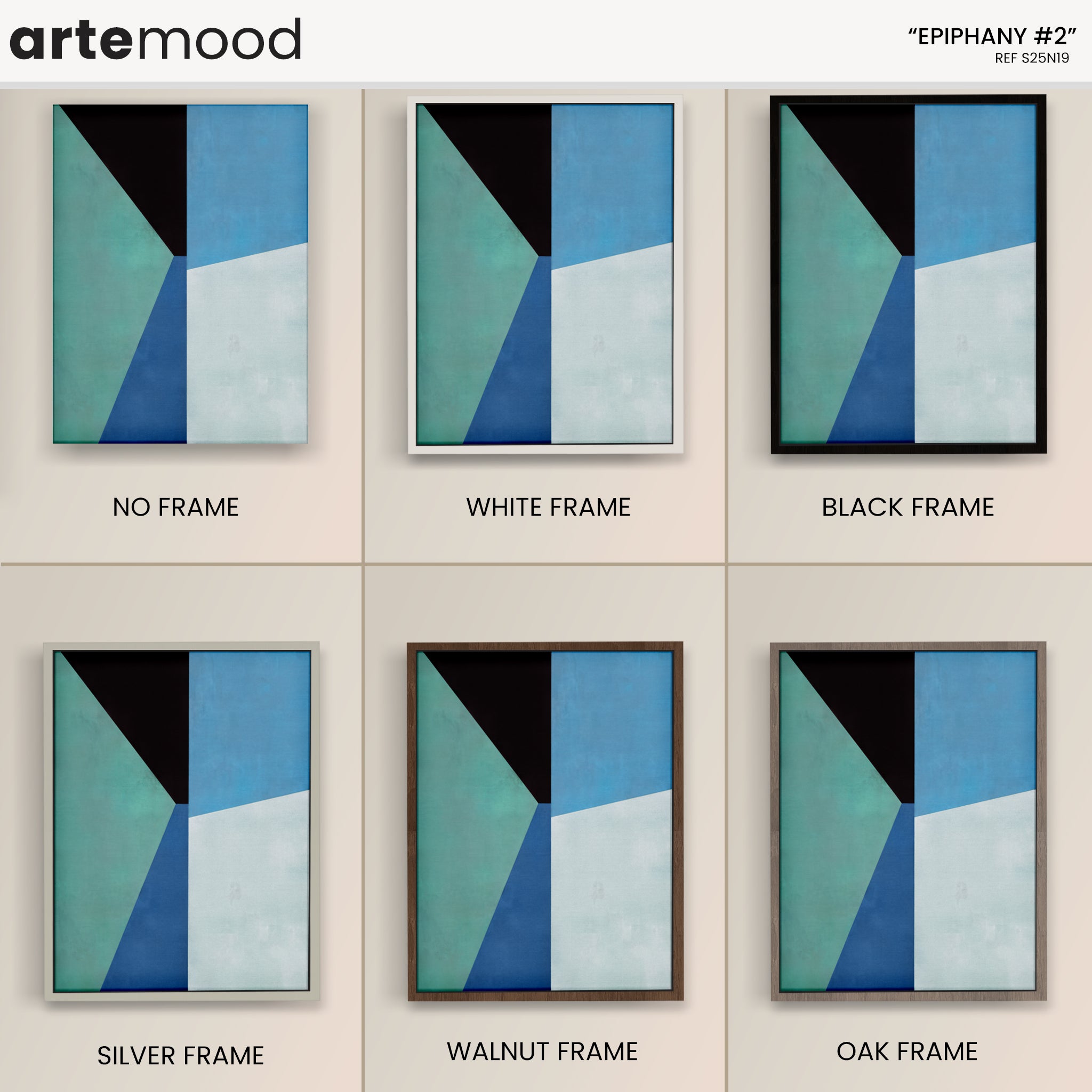 Abstract Artwork Print On Canvas - Minimalist Geometric Modern Art - Green, Blue, Black, White, Contemporary Wall Art Print, Minimalist Blue Room Wall Decor