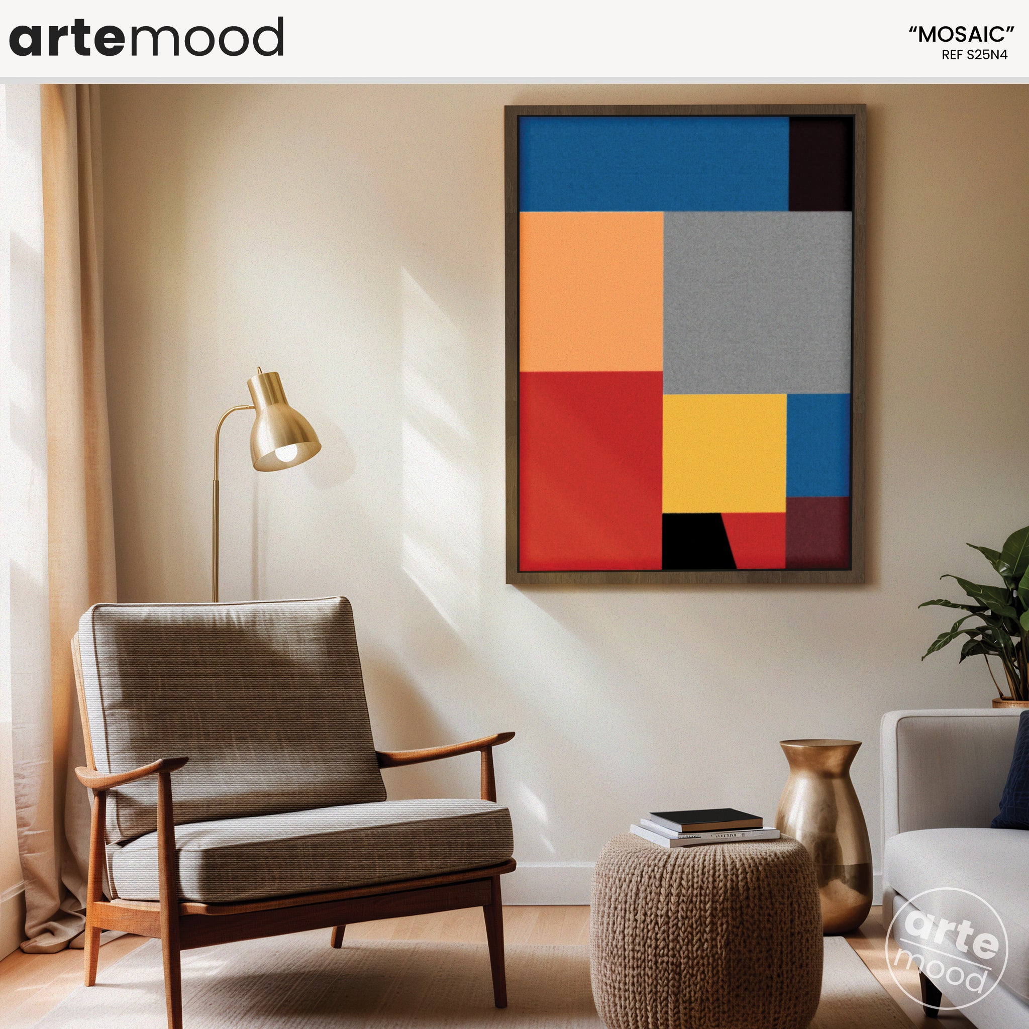 Color Field Artwork Print On Canvas - Minimalist, Zen, Orange, Blue, Red, Yellow, Black, Color Block