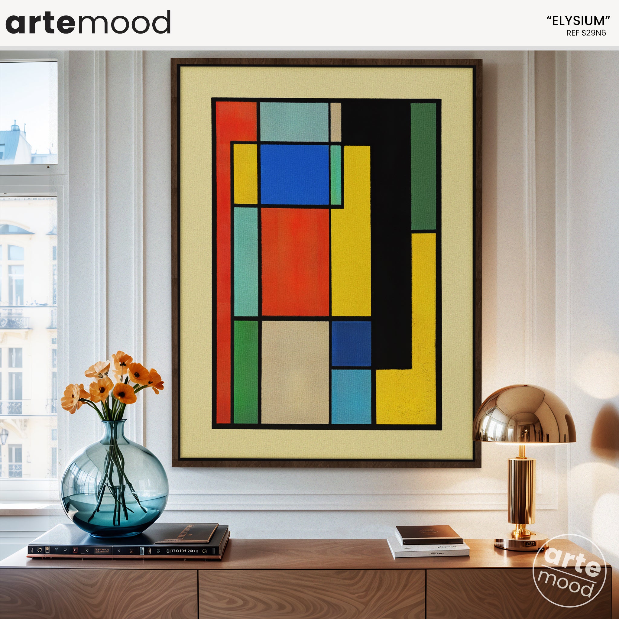 Color Block Art Print, Abstract Artwork Print On Canvas - Minimalist Geometric Modern Art - Red, Green, Yellow, Minimal Composition
