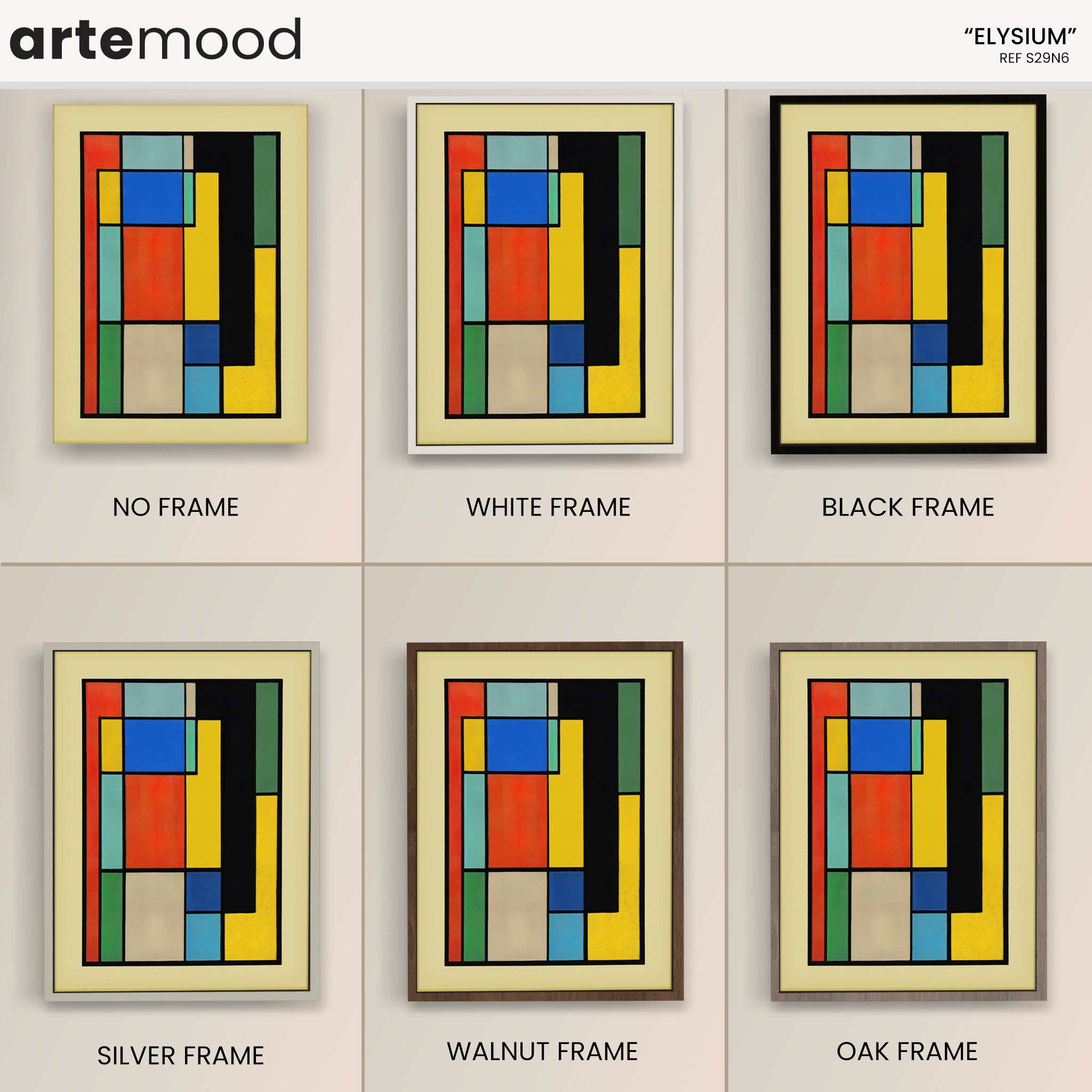 Color Block Art Print, Abstract Artwork Print On Canvas - Minimalist Geometric Modern Art - Red, Green, Yellow, Minimal Composition