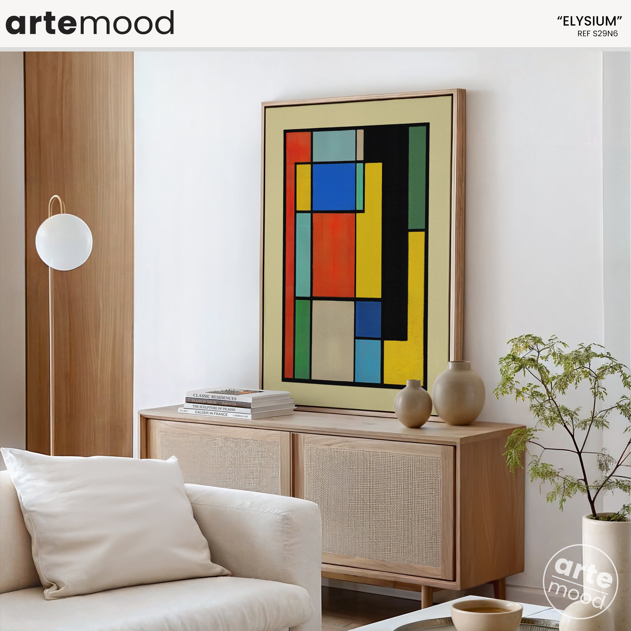Color Block Art Print, Abstract Artwork Print On Canvas - Minimalist Geometric Modern Art - Red, Green, Yellow, Minimal Composition