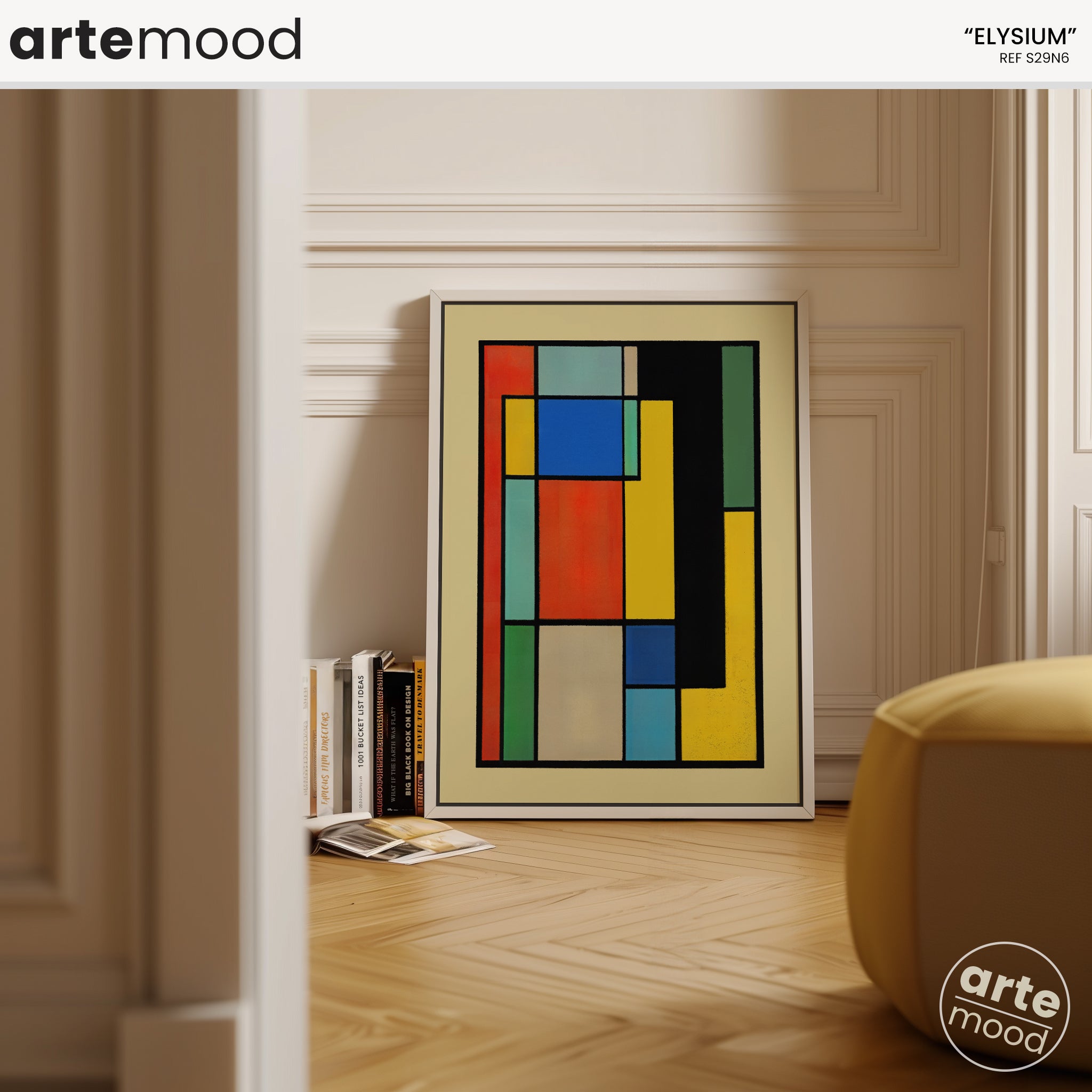 Color Block Art Print, Abstract Artwork Print On Canvas - Minimalist Geometric Modern Art - Red, Green, Yellow, Minimal Composition