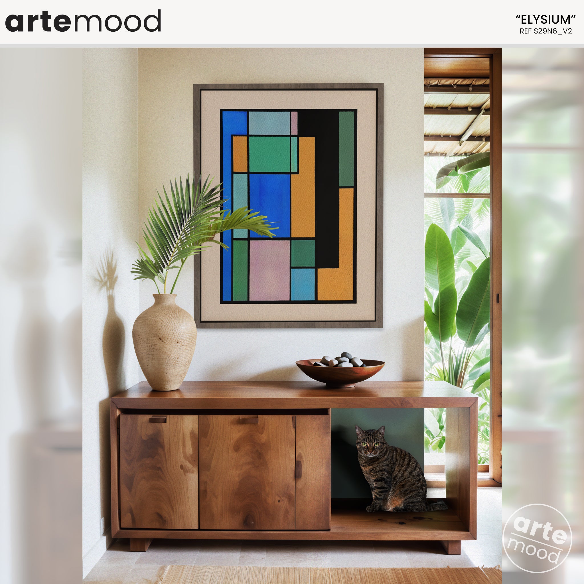 Pastel Color Block Art Print, Abstract Artwork Print On Canvas - Minimalist Geometric Modern Art - Blue, Yellow, Orange, Green, Pink, Vibrant, Cool Wall Art Minimal