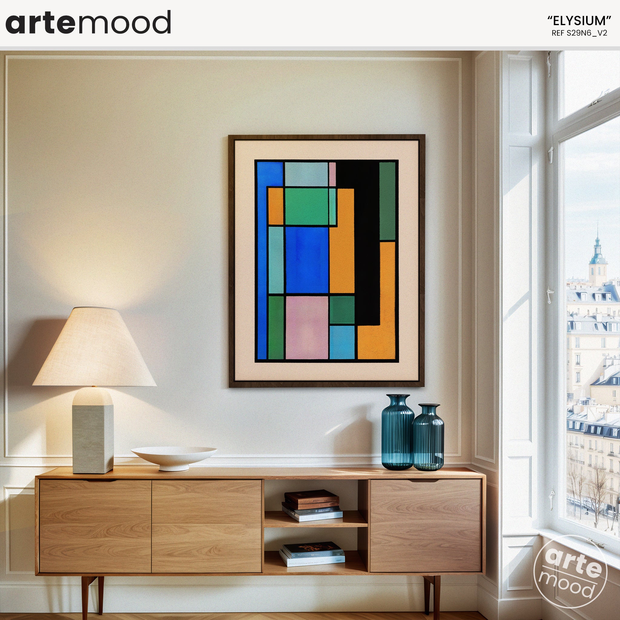 Pastel Color Block Art Print, Abstract Artwork Print On Canvas - Minimalist Geometric Modern Art - Blue, Yellow, Orange, Green, Pink, Vibrant, Cool Wall Art Minimal