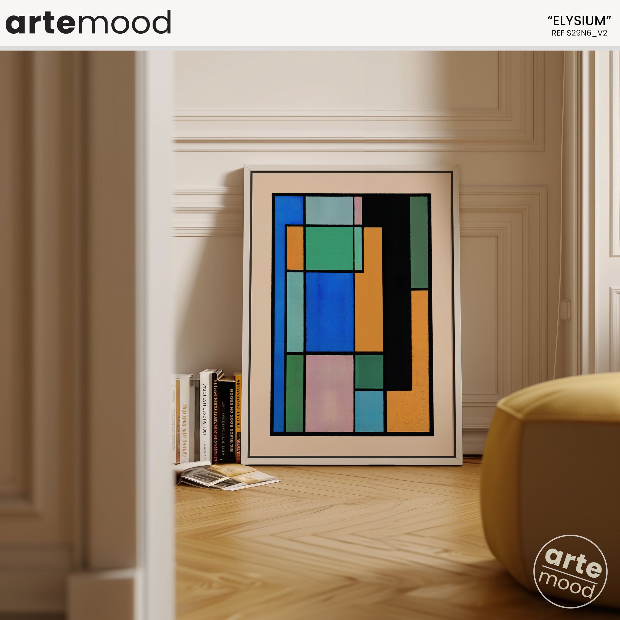 Pastel Color Block Art Print, Abstract Artwork Print On Canvas - Minimalist Geometric Modern Art - Blue, Yellow, Orange, Green, Pink, Vibrant, Cool Wall Art Minimal