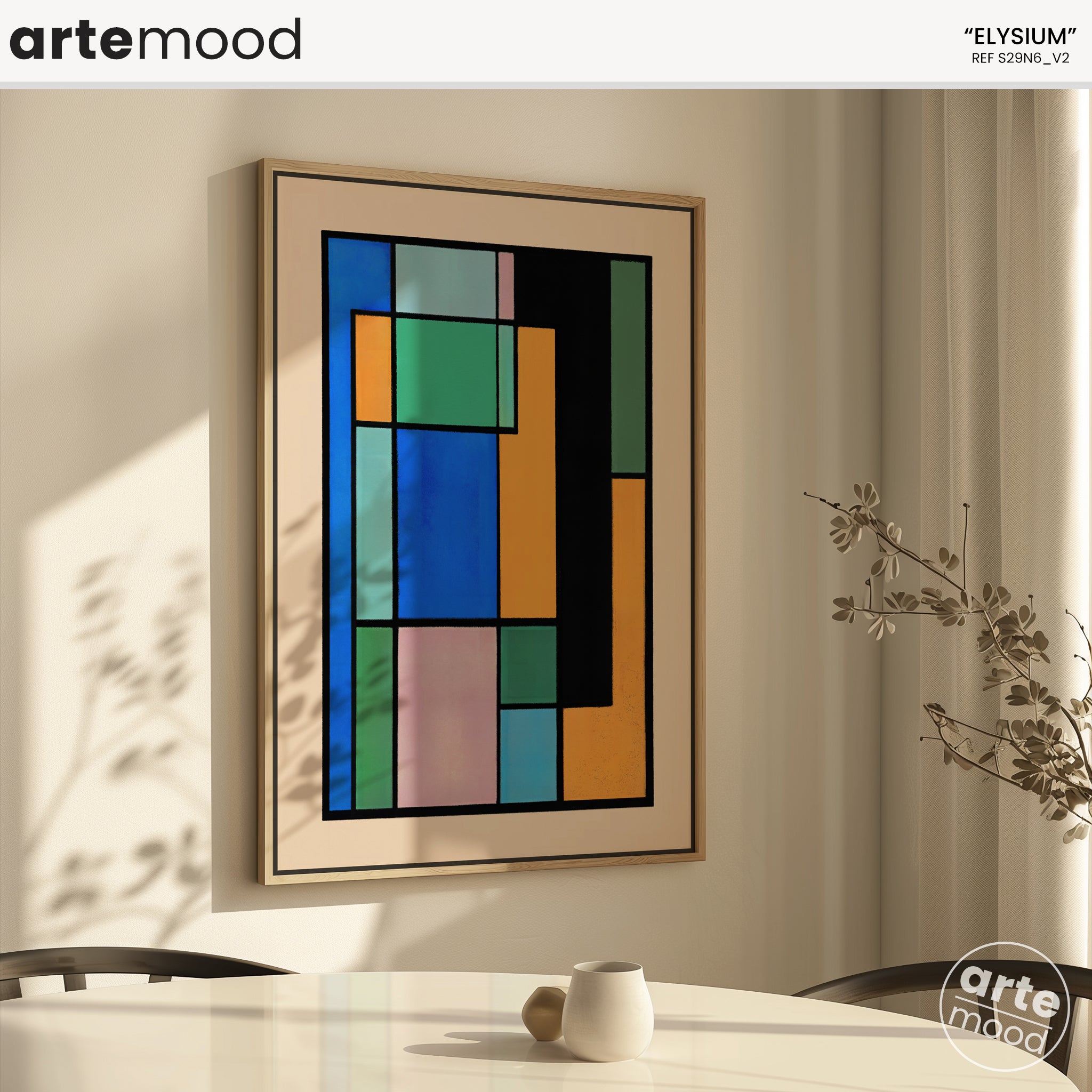 Pastel Color Block Art Print, Abstract Artwork Print On Canvas - Minimalist Geometric Modern Art - Blue, Yellow, Orange, Green, Pink, Vibrant, Cool Wall Art Minimal