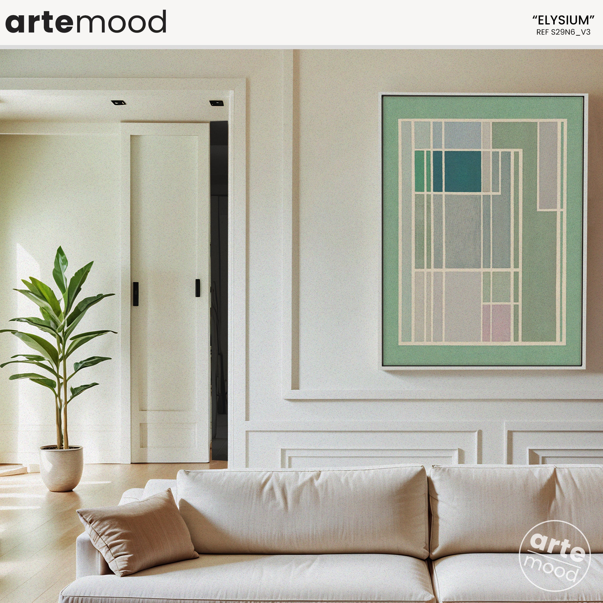 Pastel Color Block Art Print, Light Soft Tones, Abstract Artwork Print On Canvas - Minimalist Geometric Modern Art - White, Green, Pink, Blue, Minimal Composition Geometrical