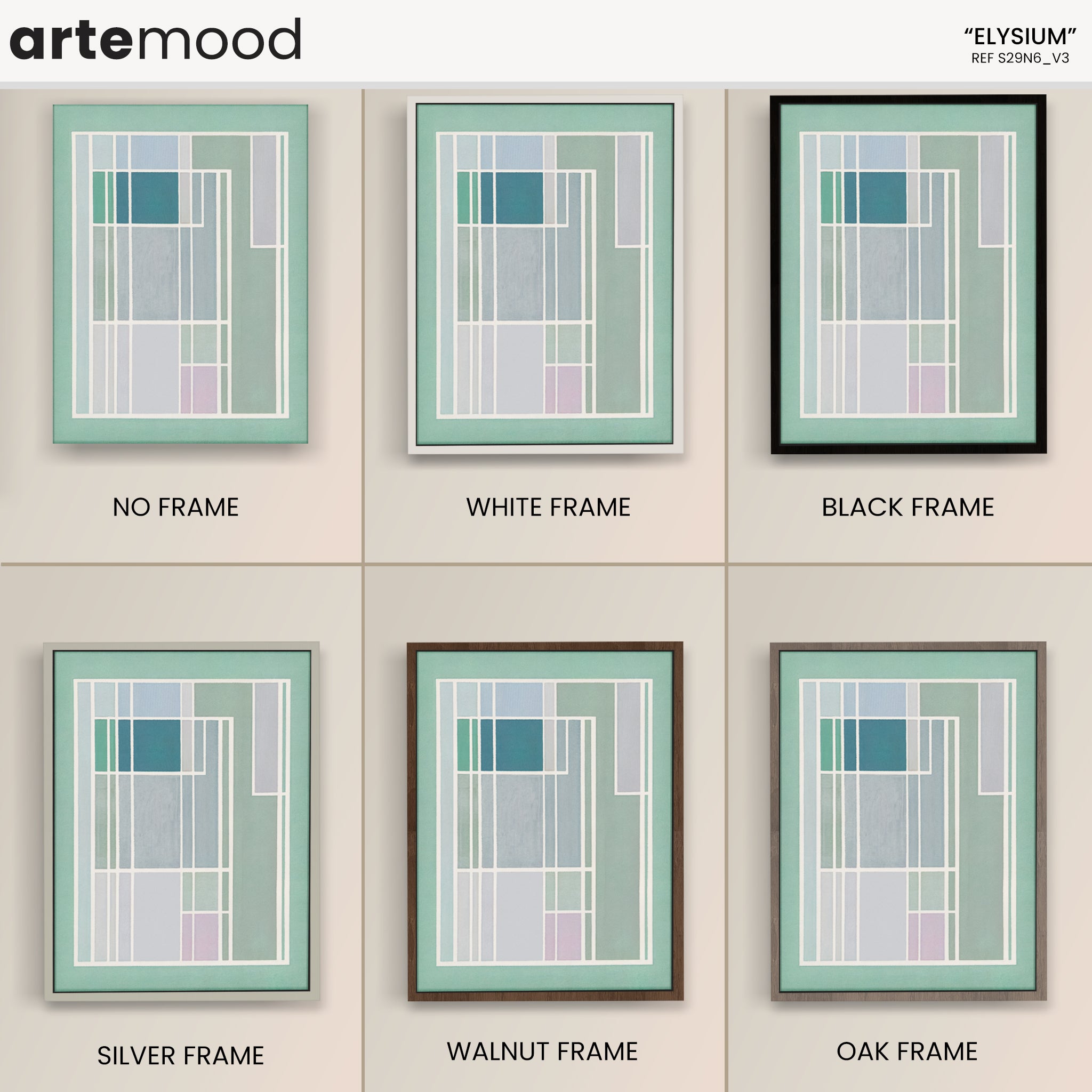 Pastel Color Block Art Print, Light Soft Tones, Abstract Artwork Print On Canvas - Minimalist Geometric Modern Art - White, Green, Pink, Blue, Minimal Composition Geometrical