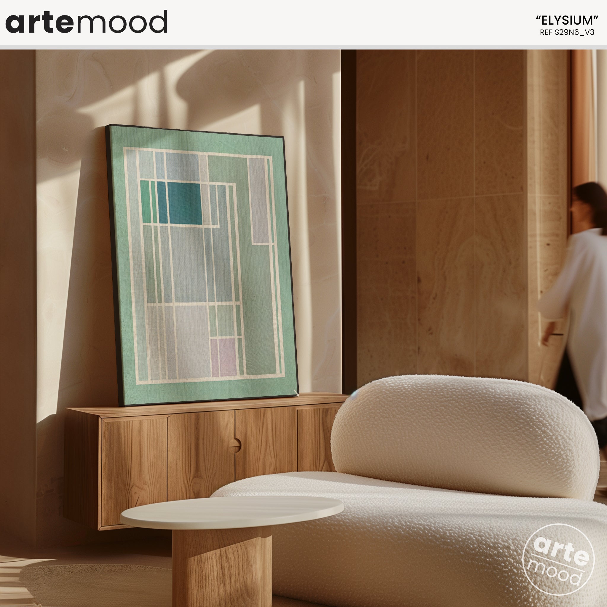 Pastel Color Block Art Print, Light Soft Tones, Abstract Artwork Print On Canvas - Minimalist Geometric Modern Art - White, Green, Pink, Blue, Minimal Composition Geometrical