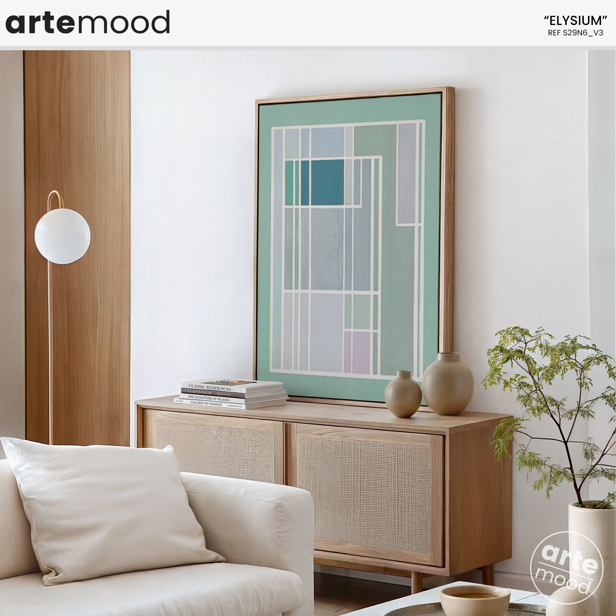 Pastel Color Block Art Print, Light Soft Tones, Abstract Artwork Print On Canvas - Minimalist Geometric Modern Art - White, Green, Pink, Blue, Minimal Composition Geometrical