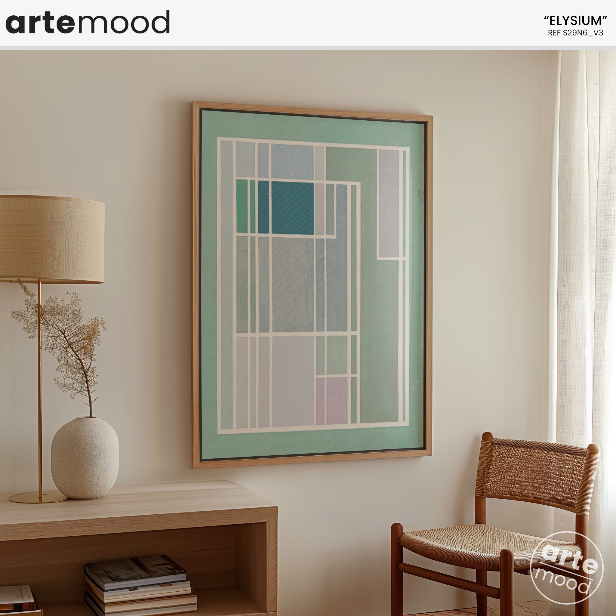 Pastel Color Block Art Print, Light Soft Tones, Abstract Artwork Print On Canvas - Minimalist Geometric Modern Art - White, Green, Pink, Blue, Minimal Composition Geometrical